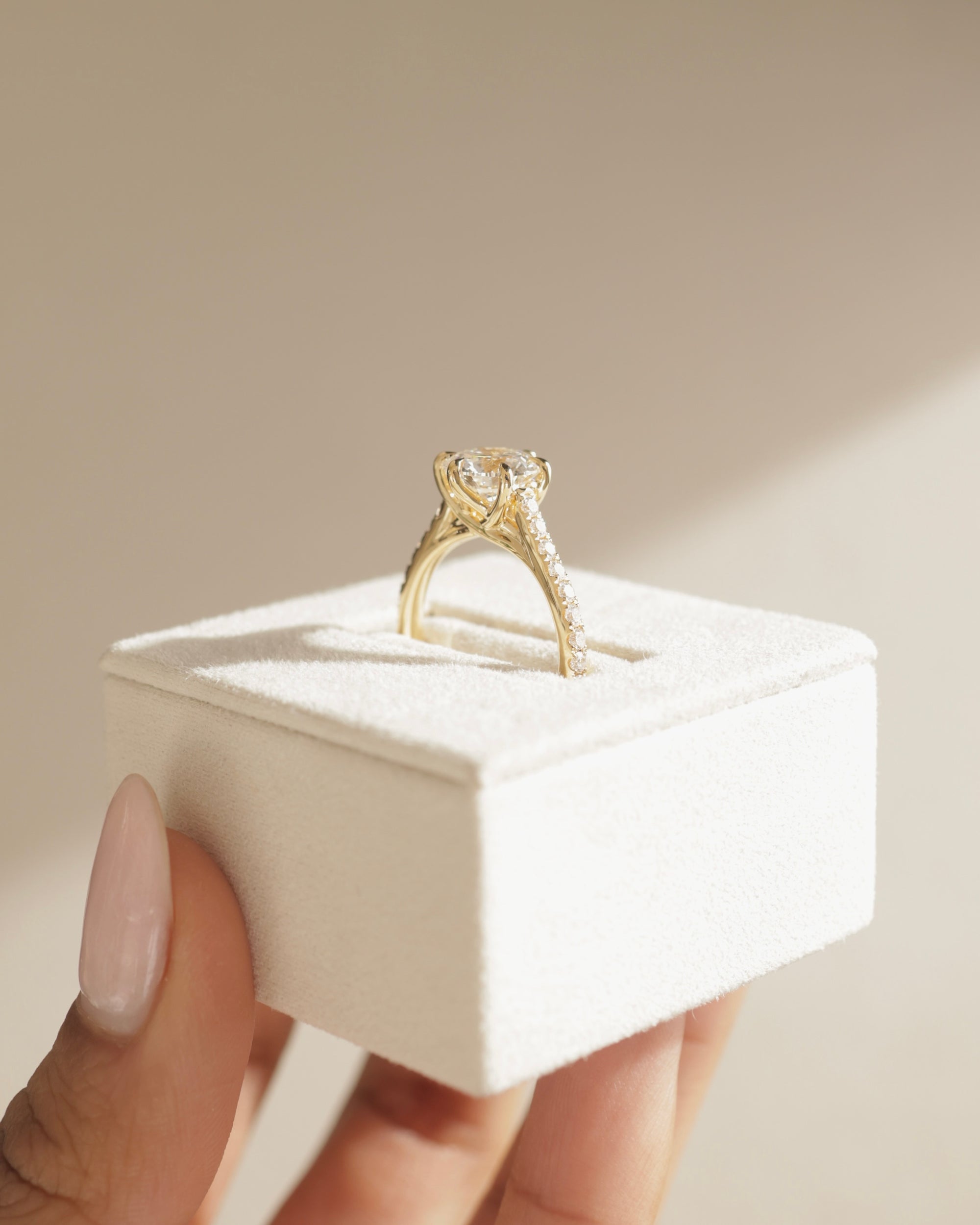 Pave Setting Moissanite Engagement Ring
