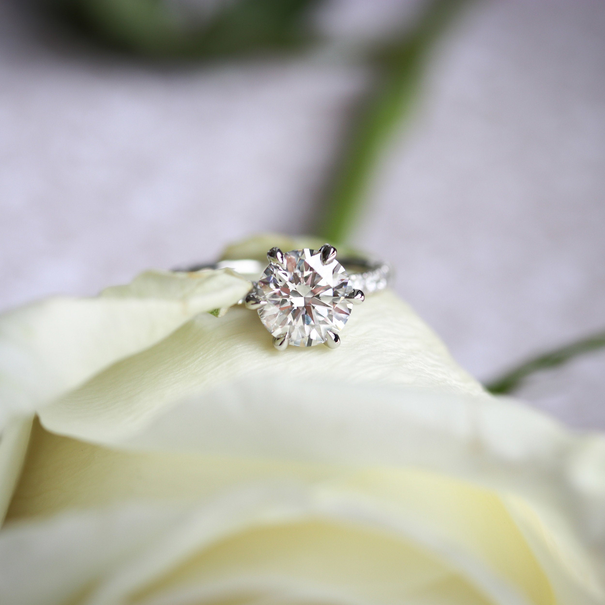 Round Moissanite Engagement Ring