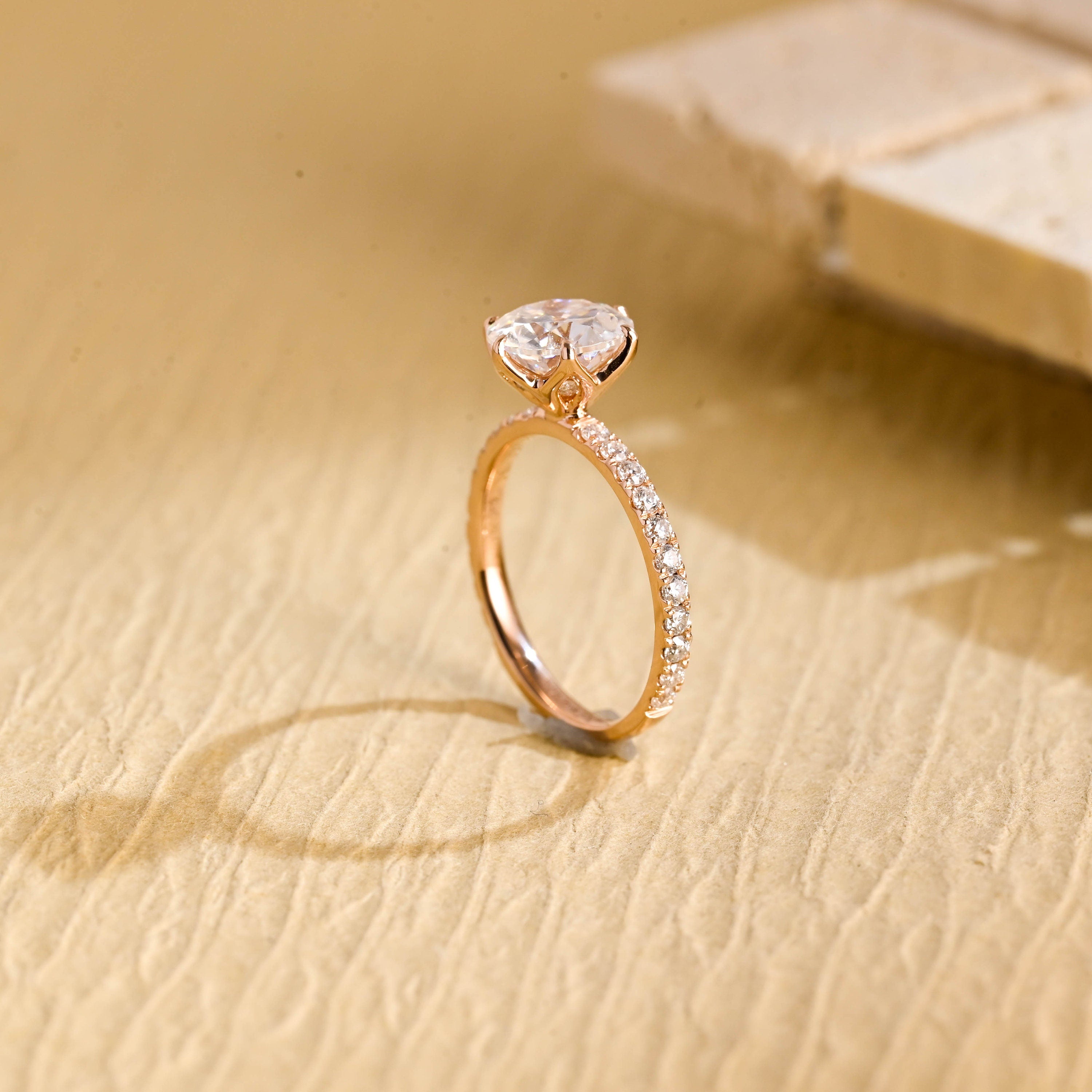 Solitaire Pave Moissanite Ring