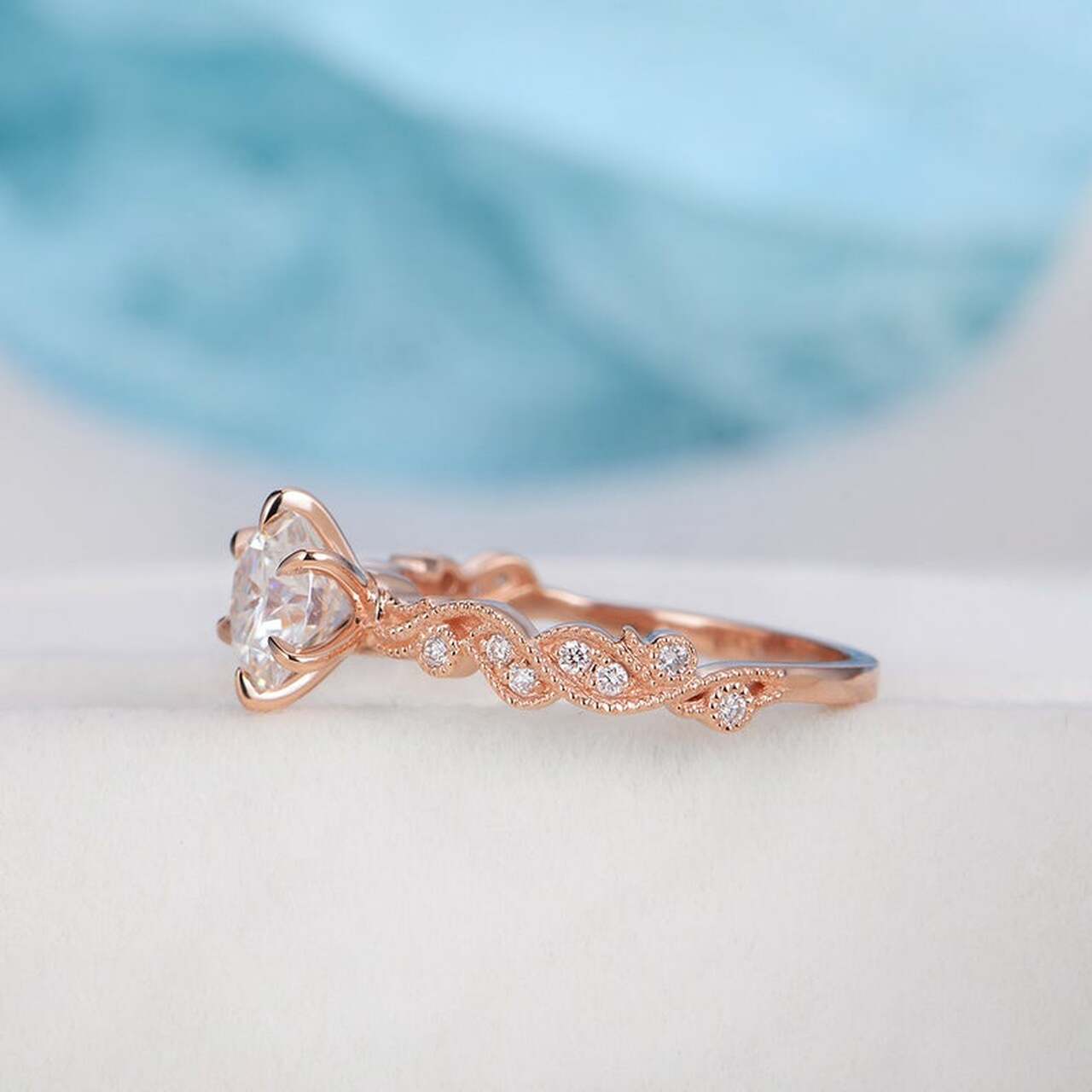 Vine Leaf Moissanite Ring