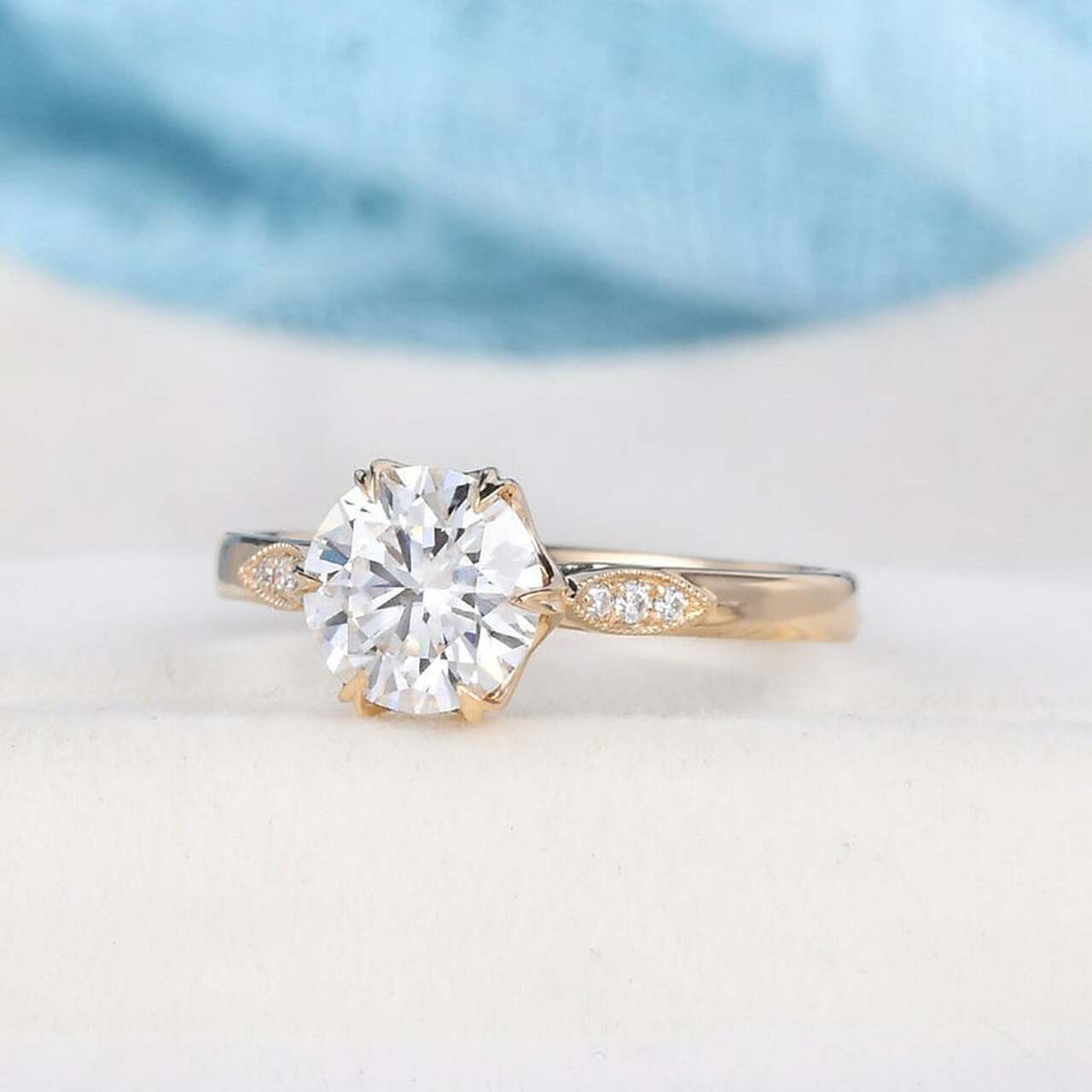 Yellow Gold Moissanite Ring
