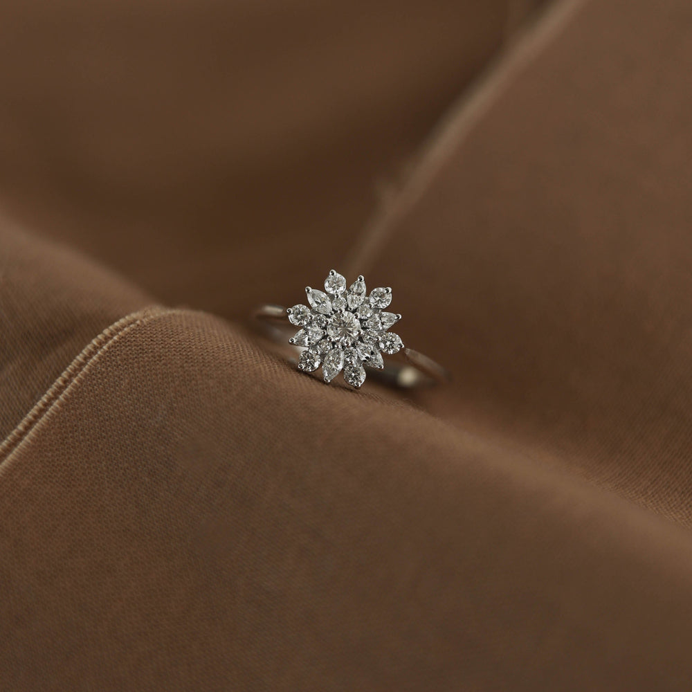 Solitaire Cluster Engagement Ring
