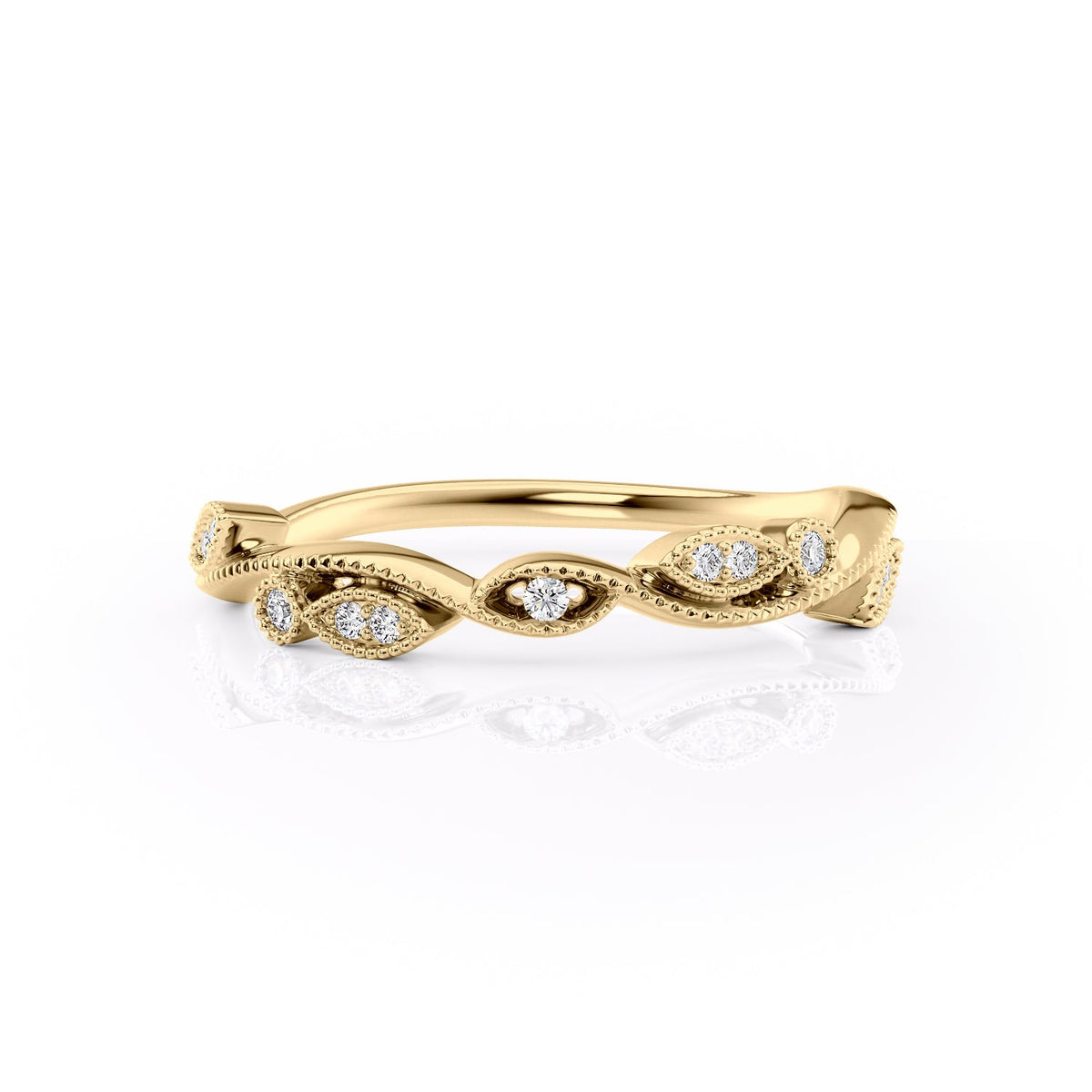 Round Diamond Nature Inspired Wedding Band
