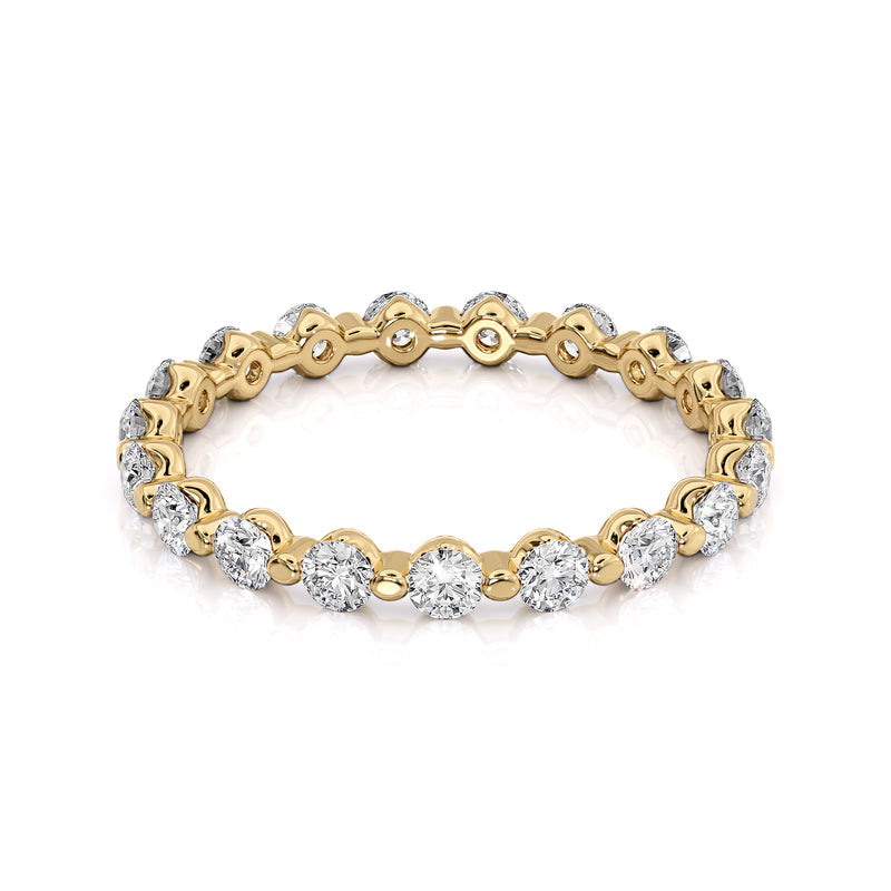 Round Diamond Shared Prong Wedding Band