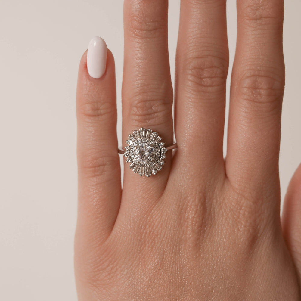 Cluster Moissanite Engagement Ring