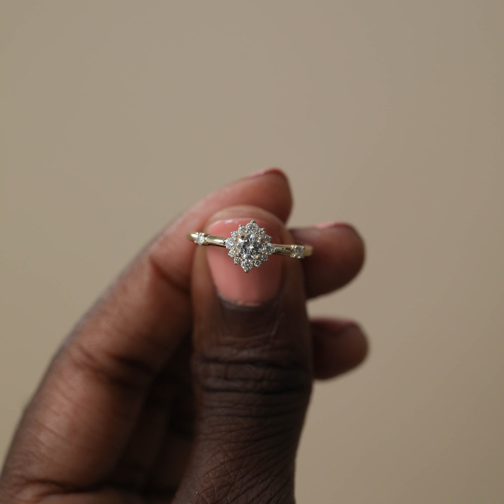 Round Halo Moissanite Ring