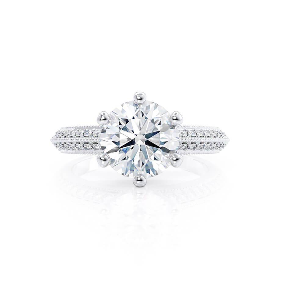 Round Cut Moissanite Engagement Ring
