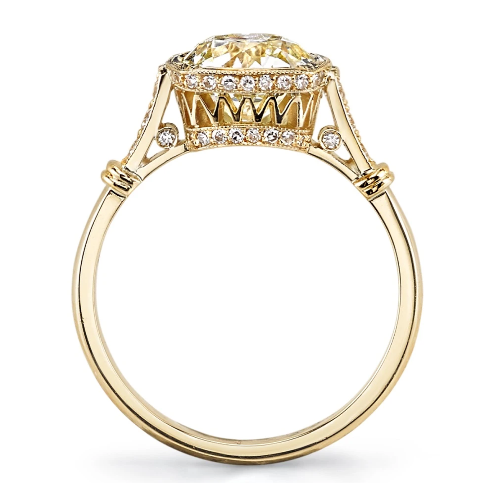 1.89ct Cathedral Set Cushion Moissanite Diamond Hidden Halo Vintage Engagement Ring