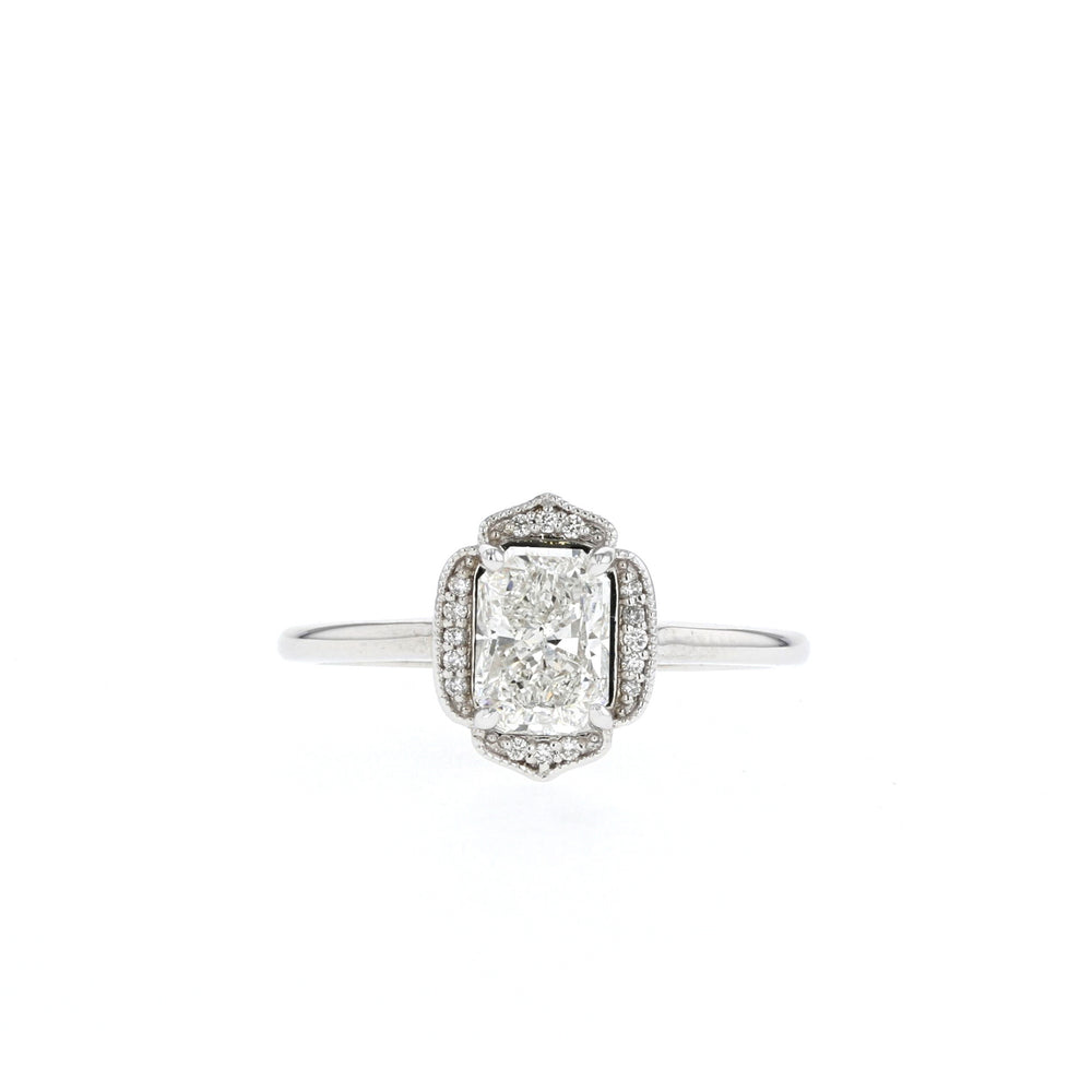 1.10CT Radiant Unique Cluster Moissanite Diamond Solitaire Engagement Ring