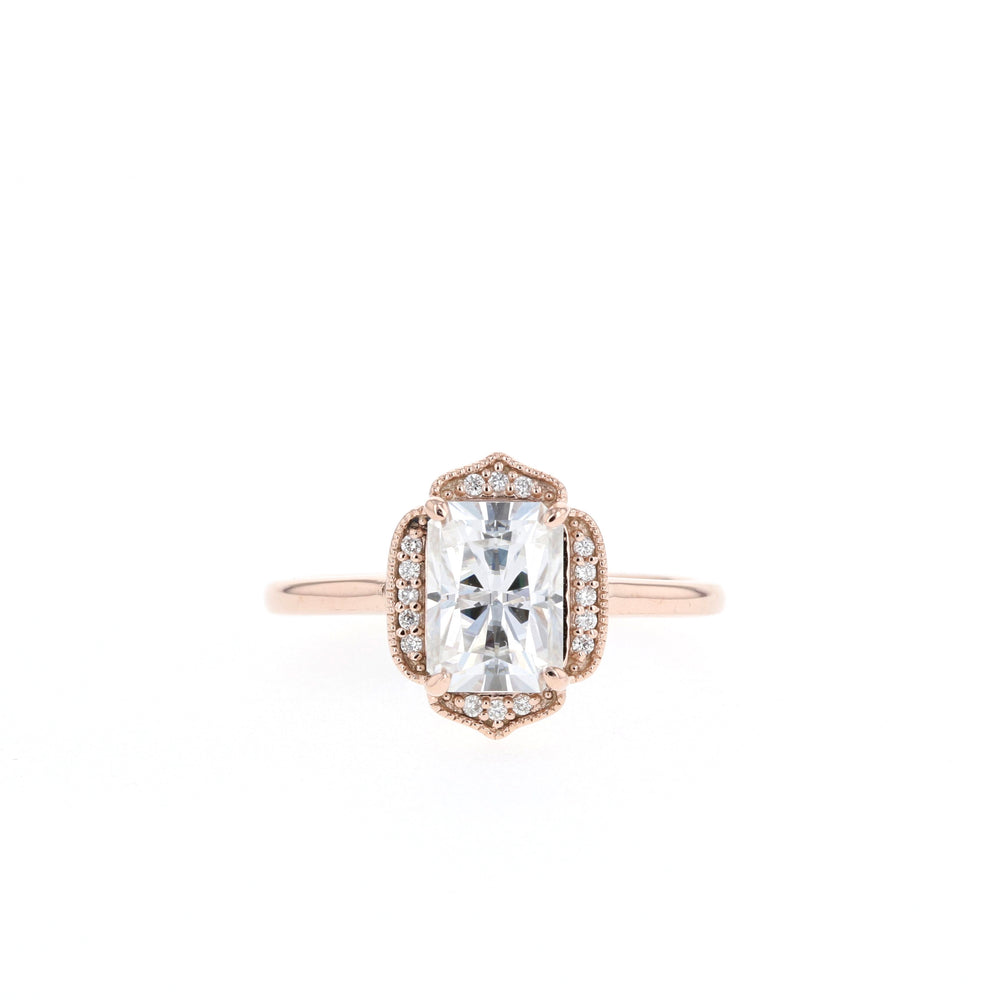 1.10CT Radiant Unique Cluster Moissanite Diamond Solitaire Engagement Ring