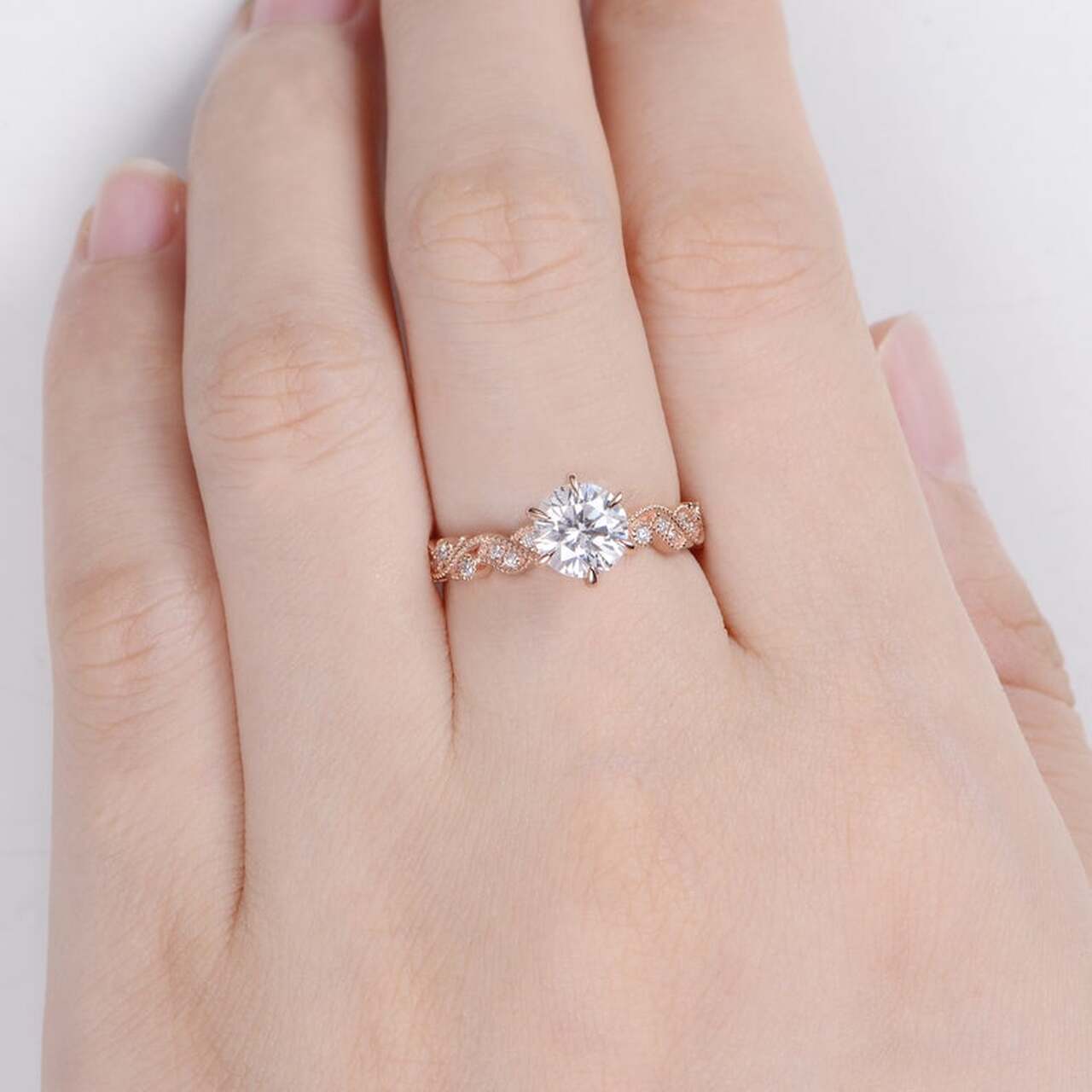 Floral Moissanite Engagement Ring