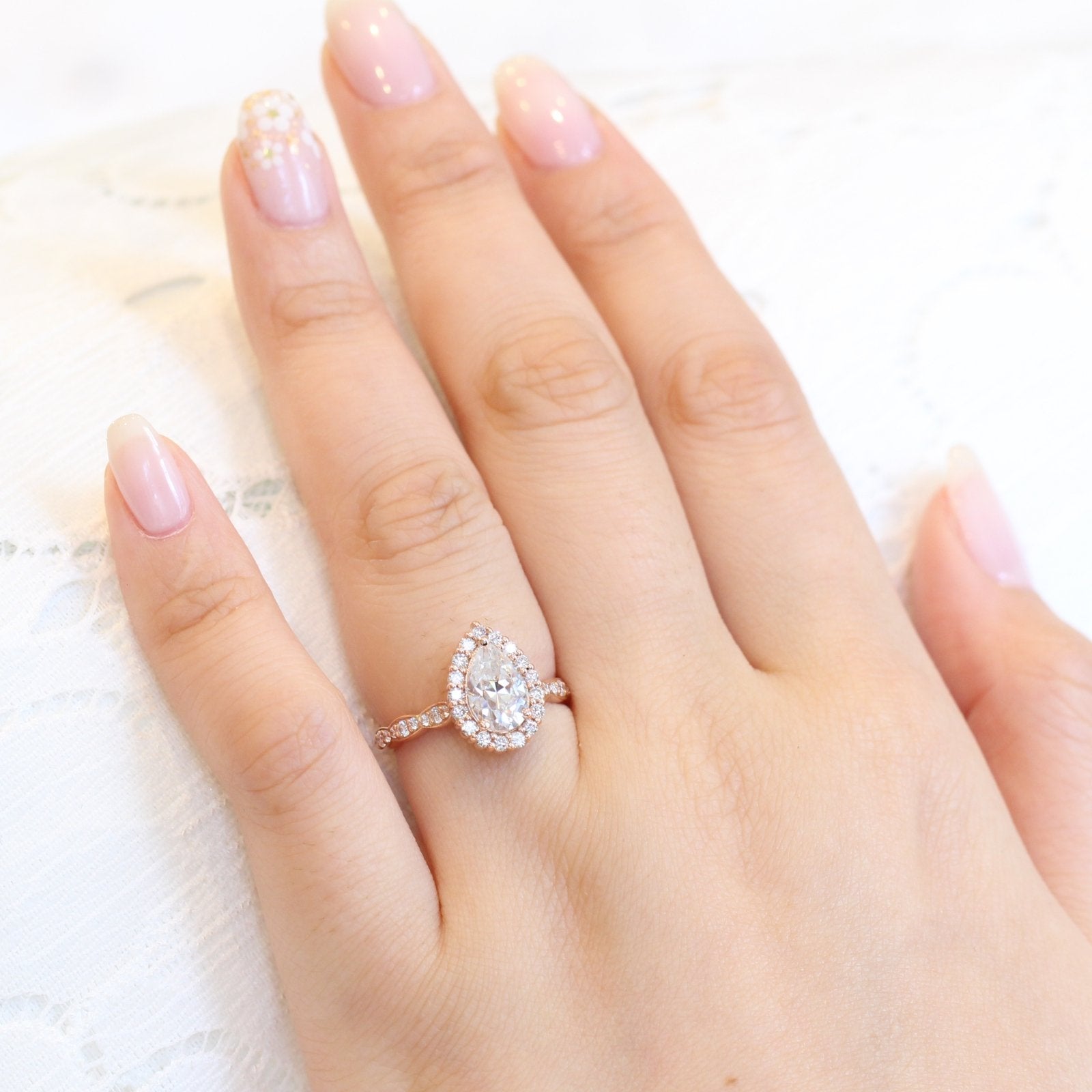 Halo Moissanite Engagement Ring