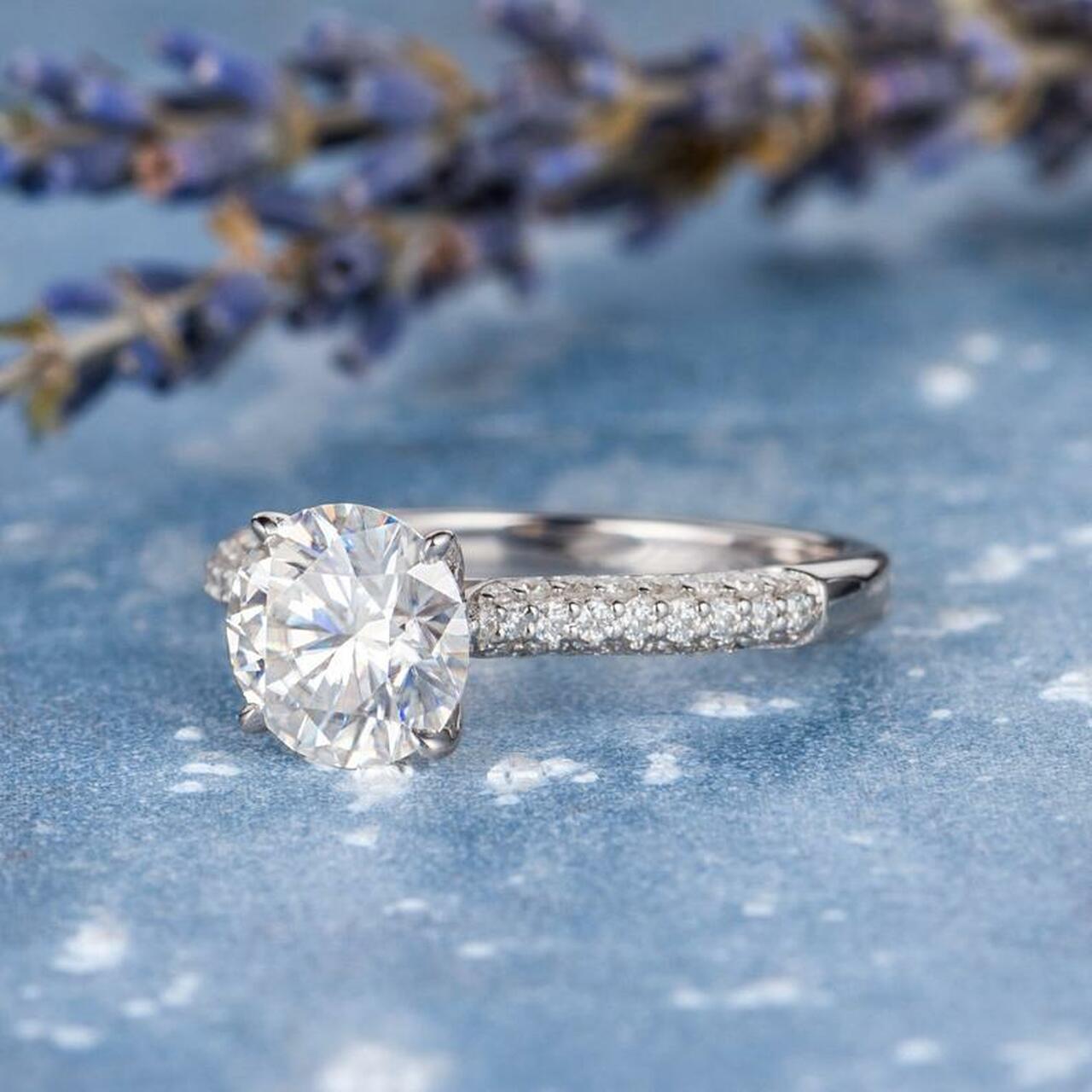 Pave Moissanite Engagement Ring