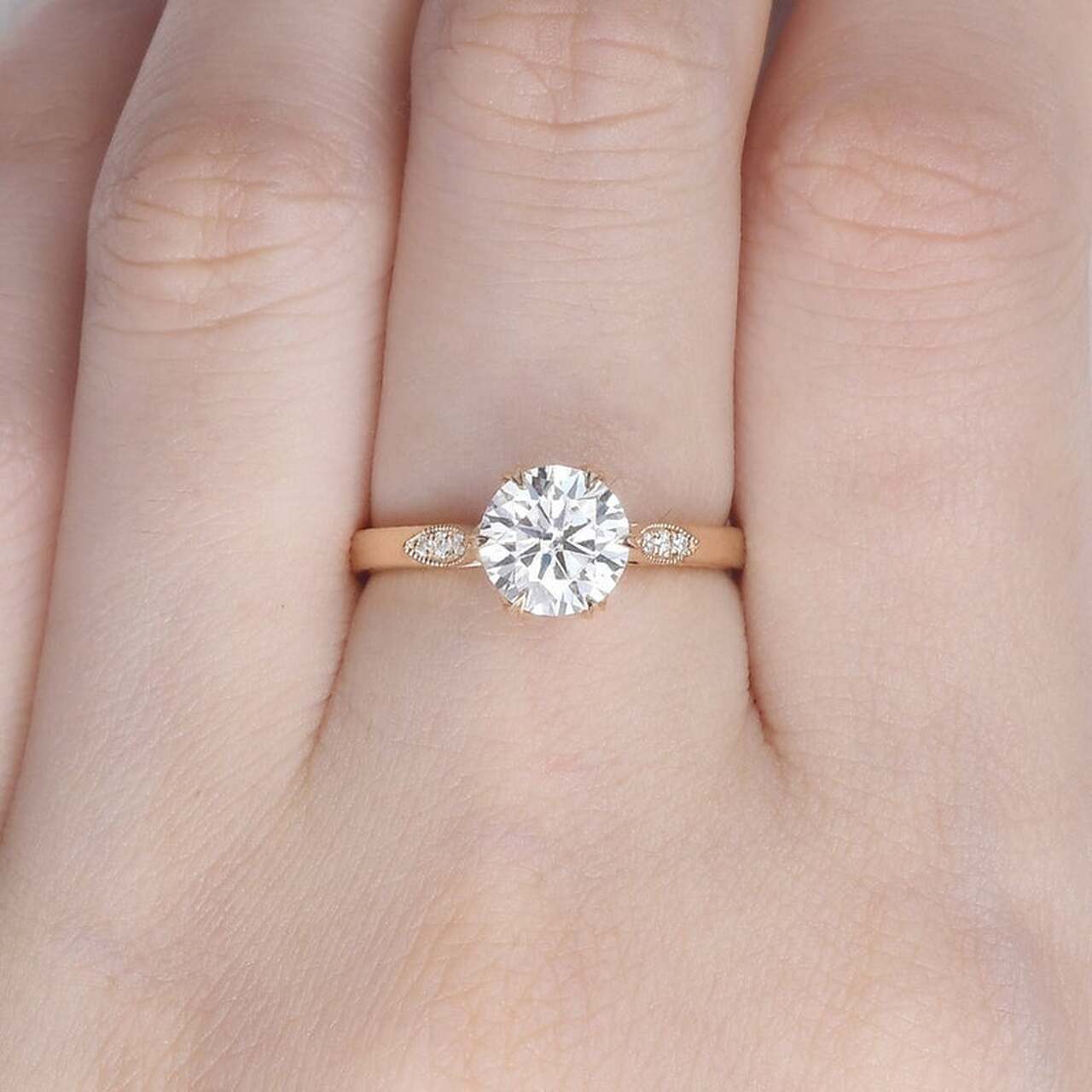 Milgrain Moissanite Engagement Ring