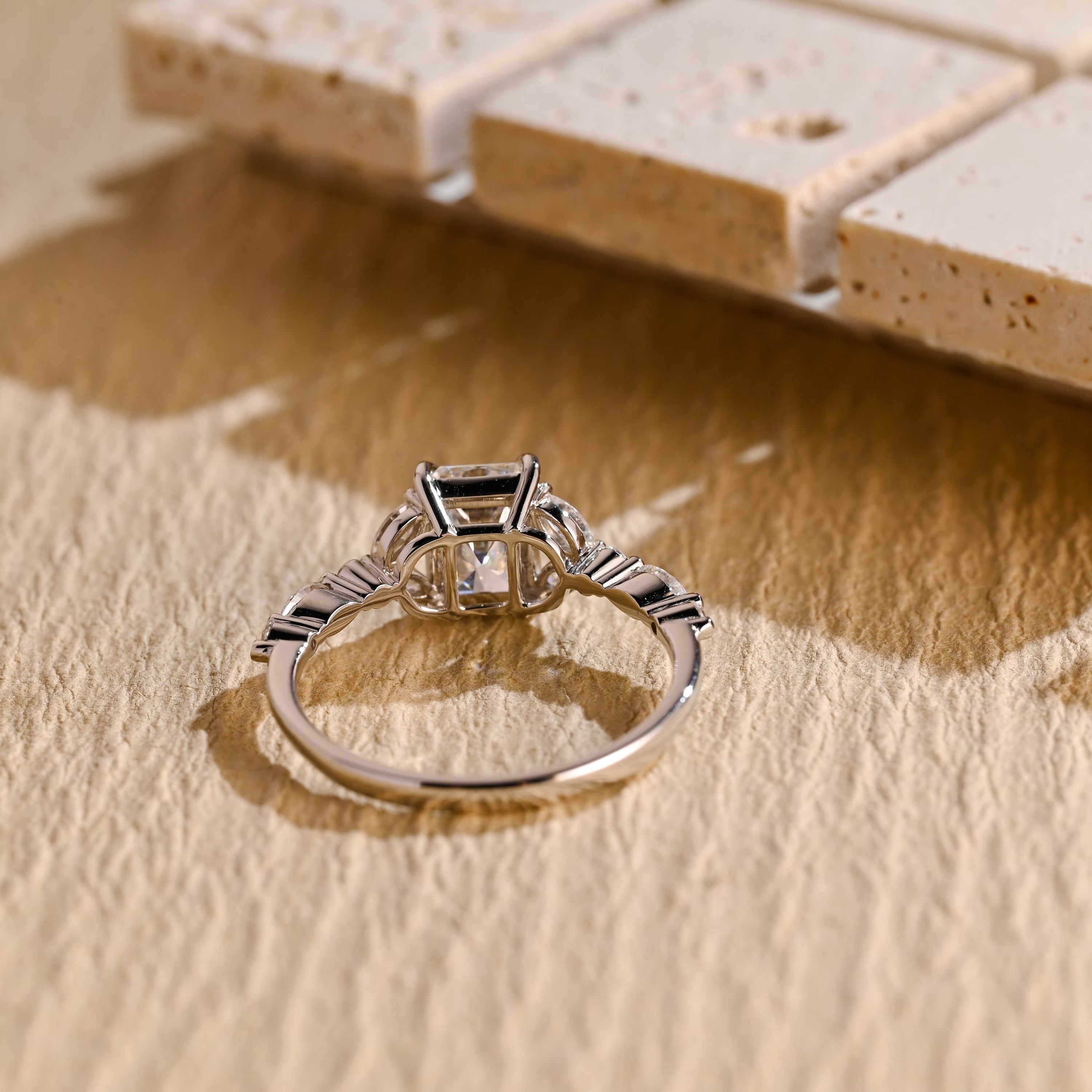 diamond cluster style moissanite engagement ring