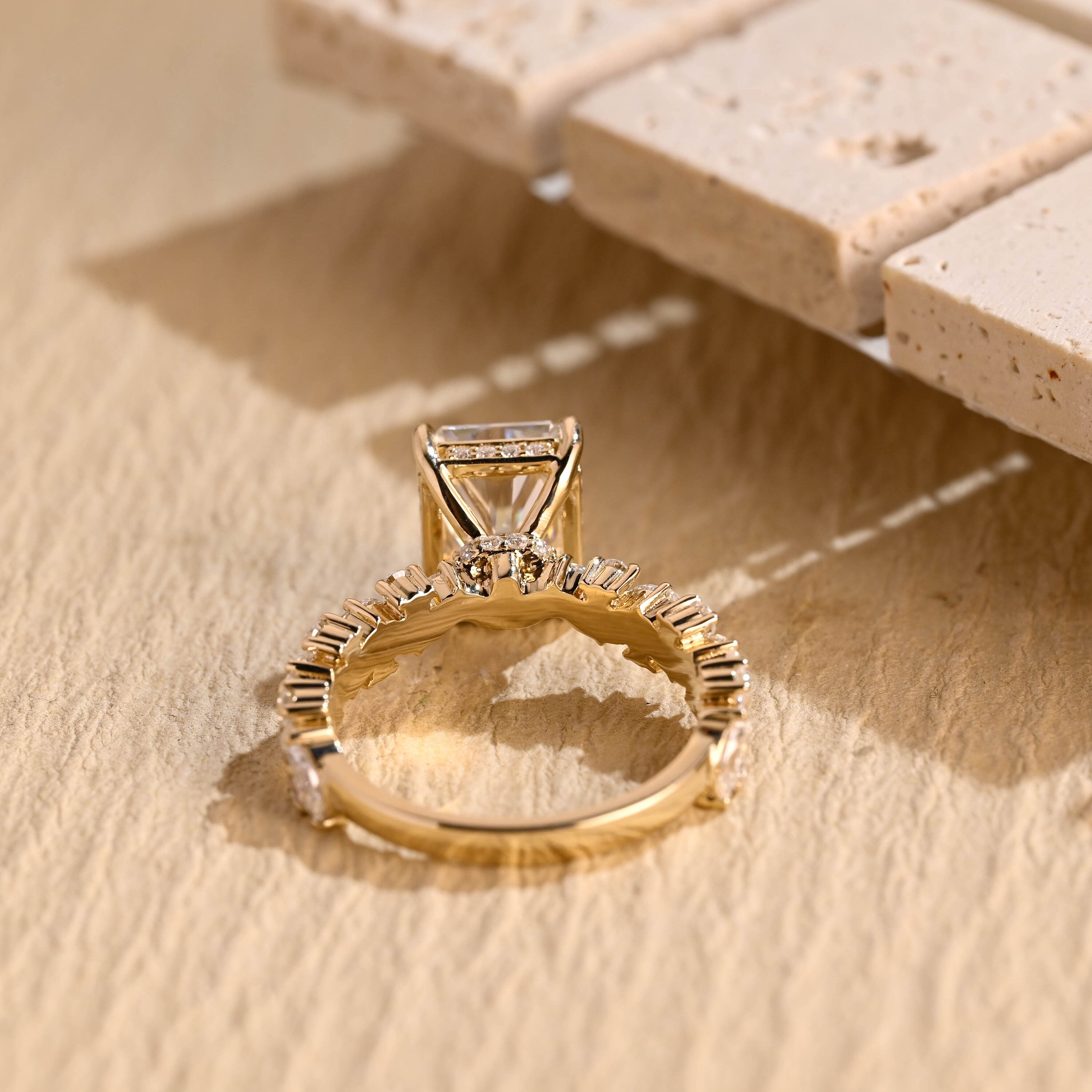 cluster setting moissanite engagement ring radiant cut