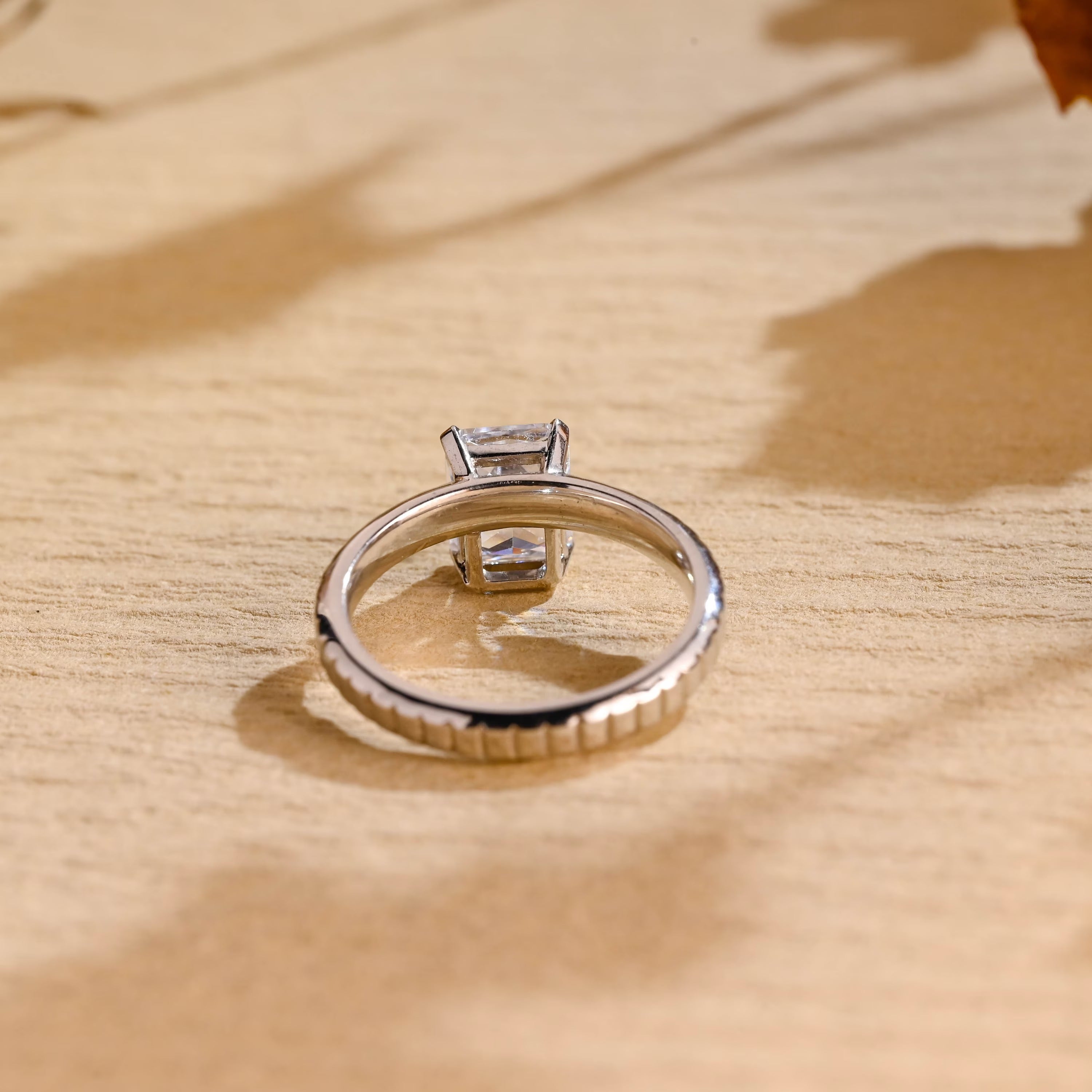 radiant cut moissanite ring 14k gold solitaire