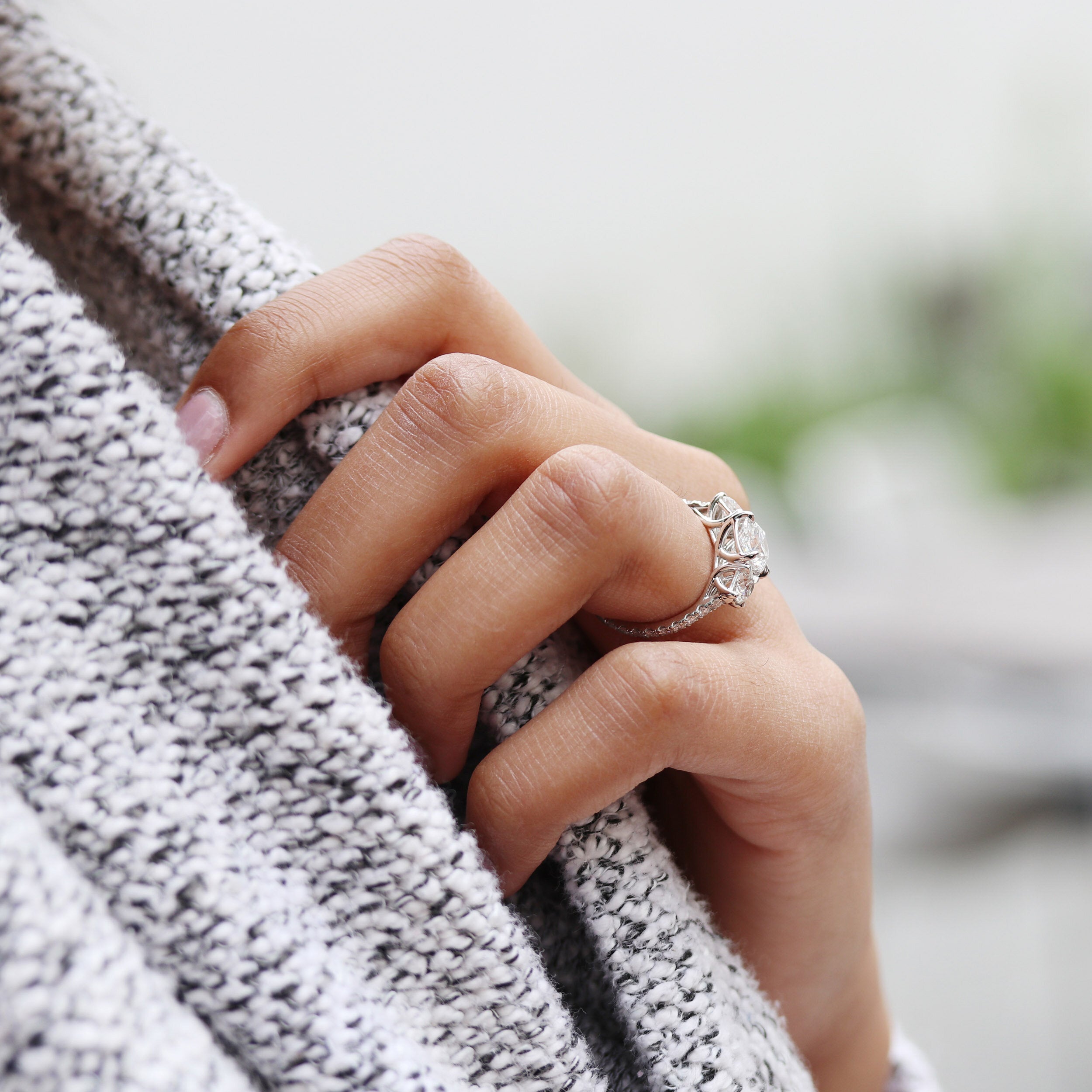 Pave Moissanite Engagement Ring