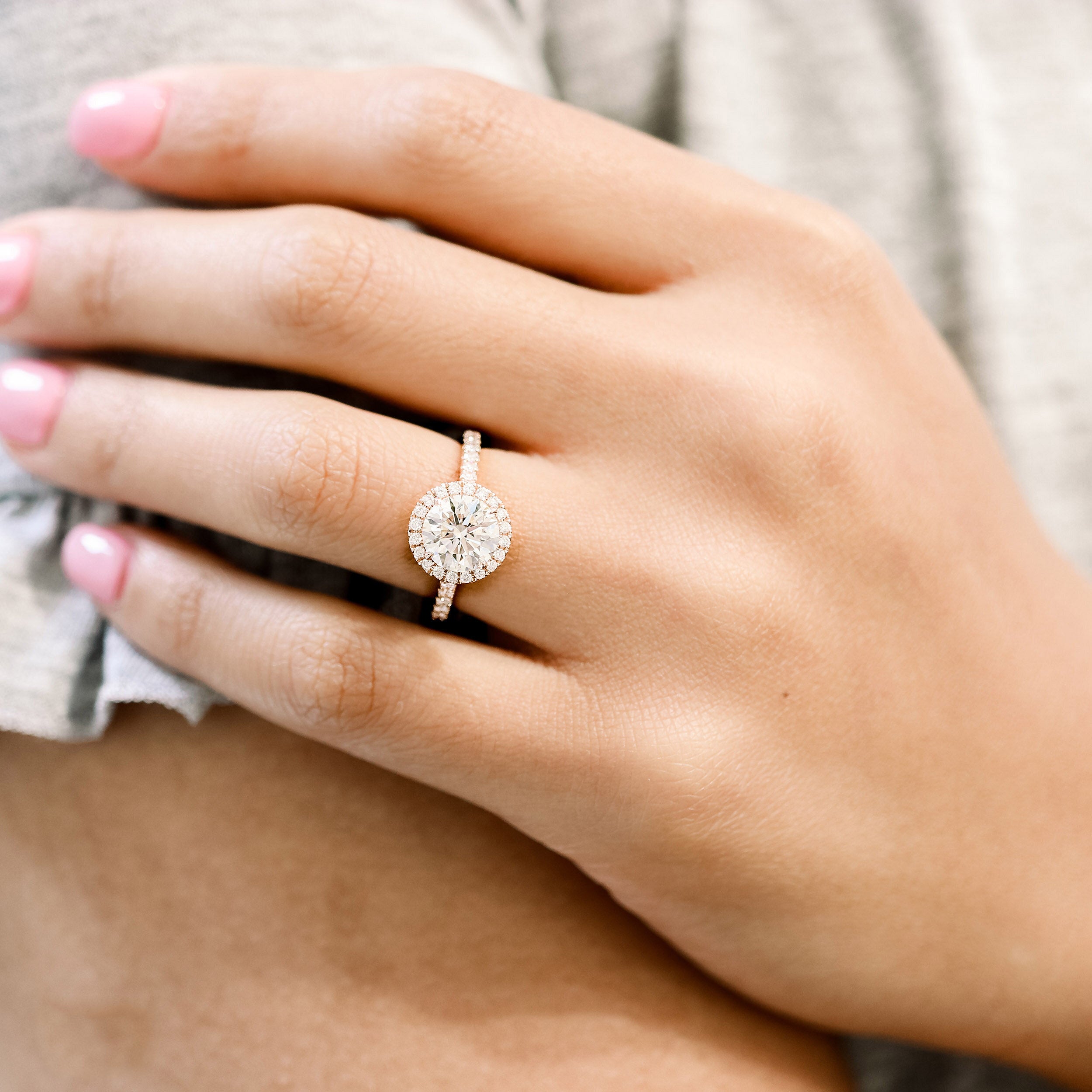 Pave Moissanite Engagement Ring
