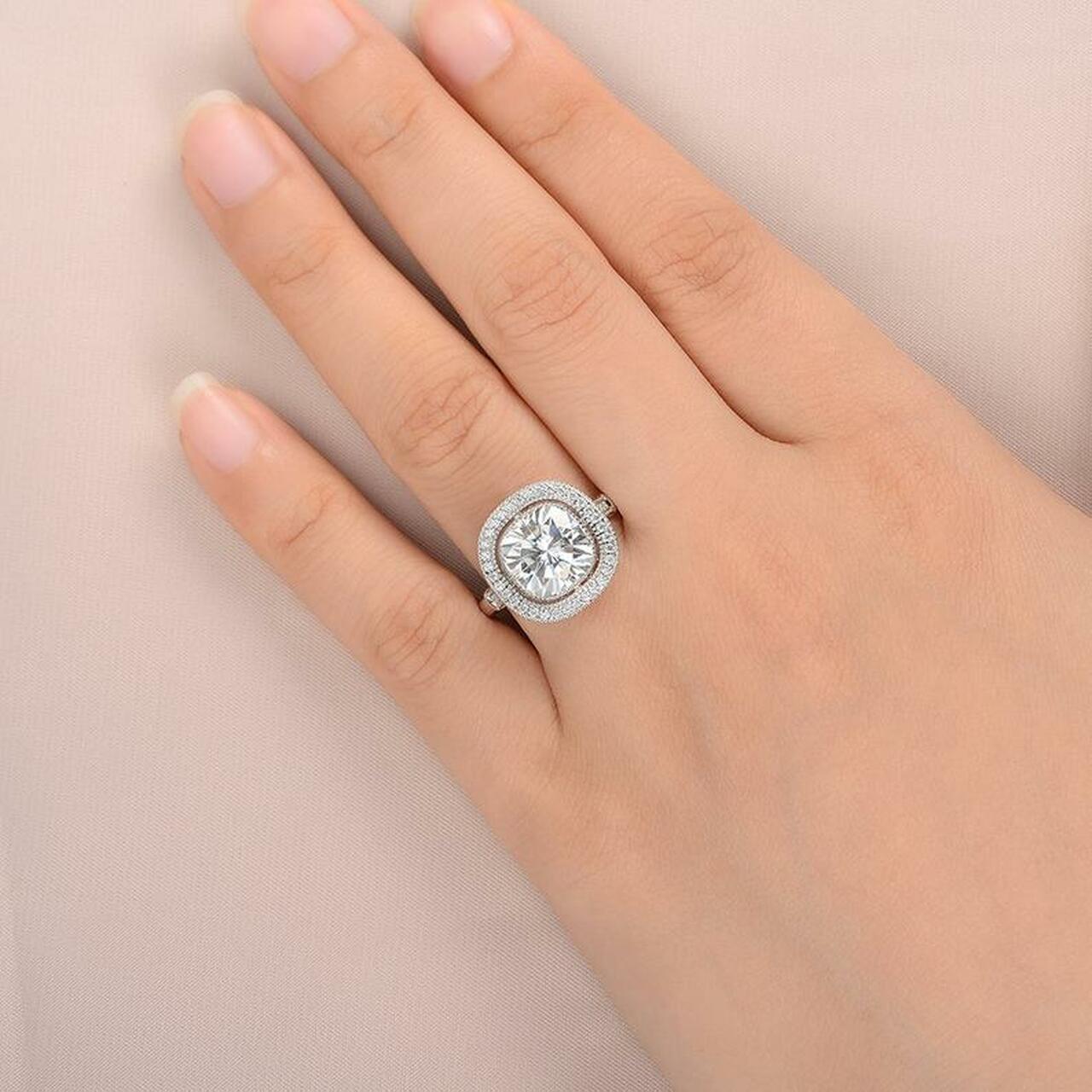 Unique Halo Moissanite Ring