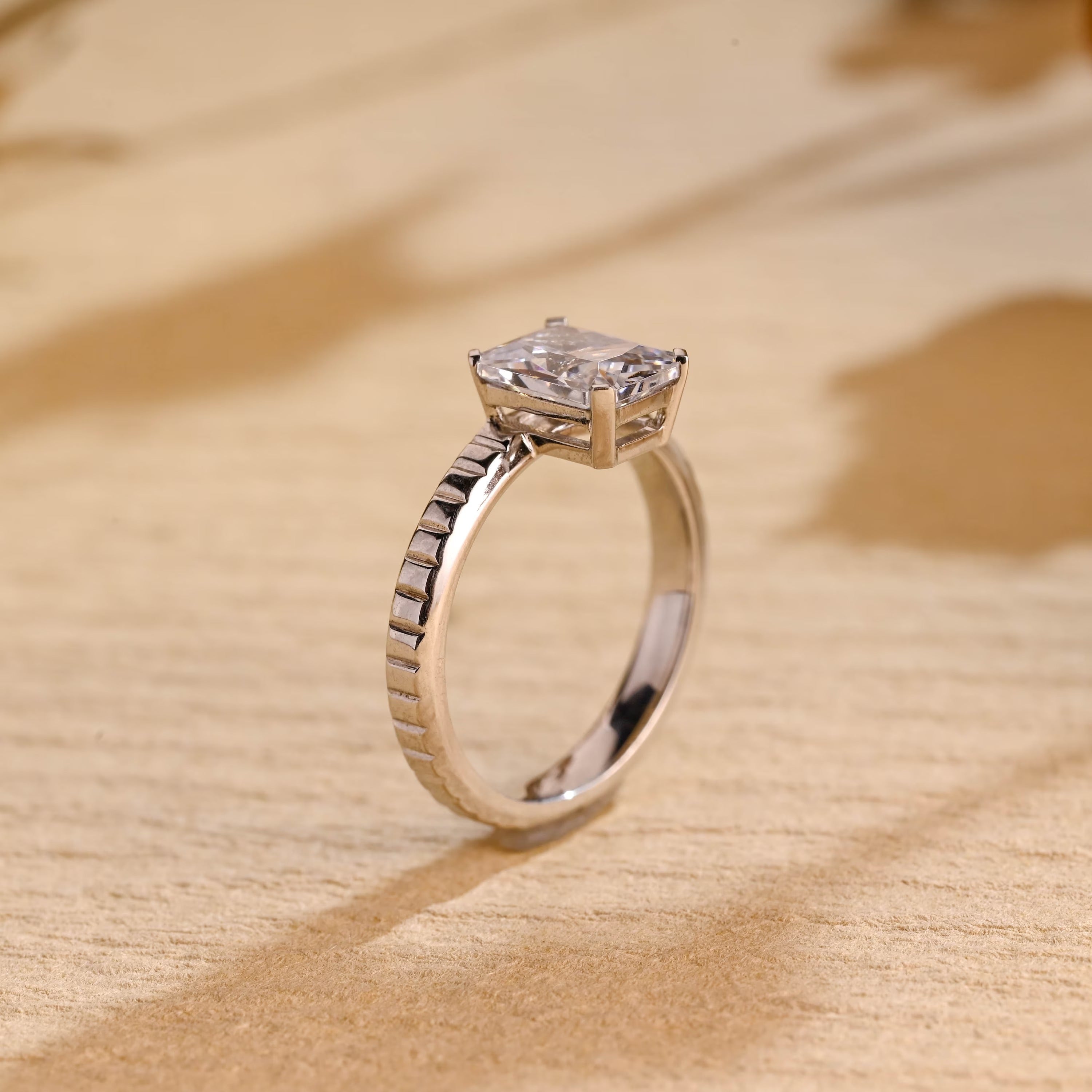 radiant cut 6 prong moissanite solitaire ring