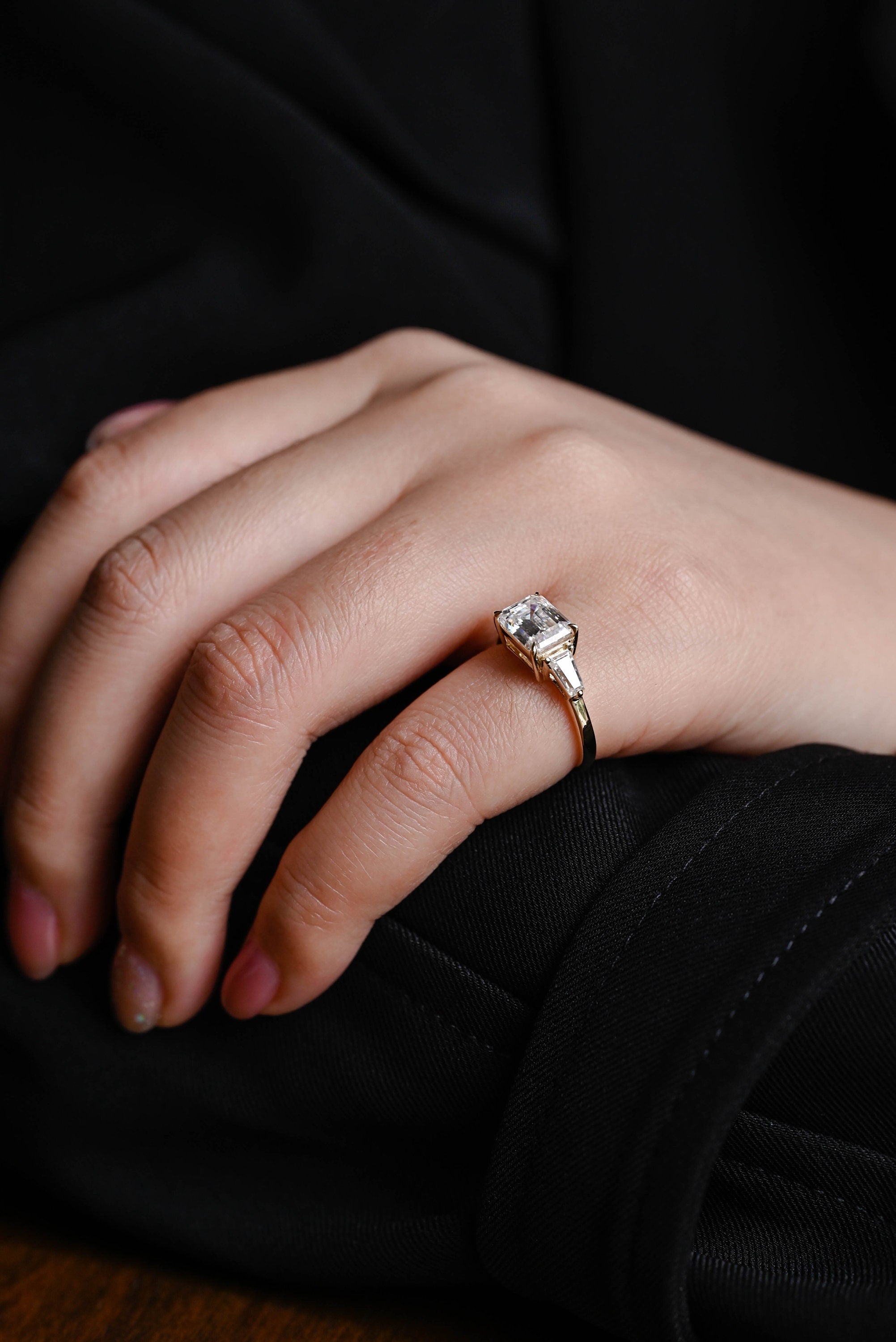 East West Emerald Cut Ring