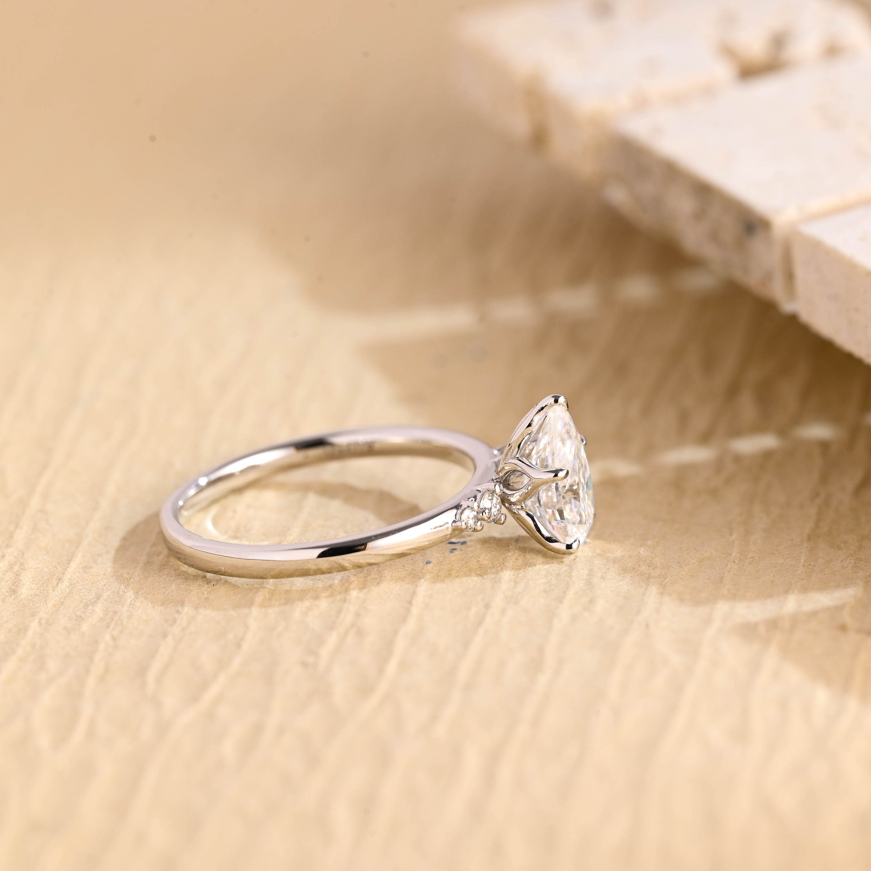 premium pear five stone diamond alternative ring