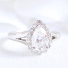 Pear Cut Halo Ring with Split Band