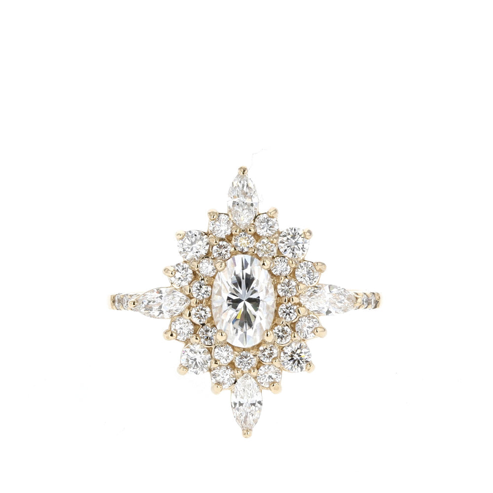Modern Oval Cluster Ring