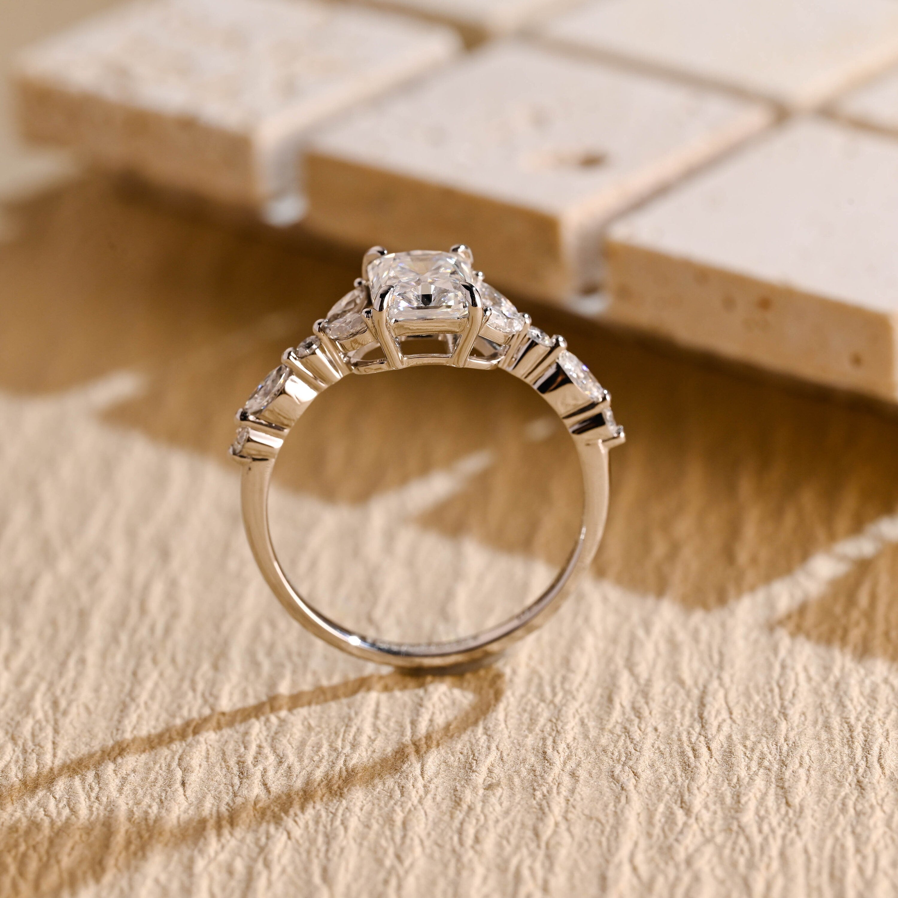affordable luxury cluster moissanite ring USA