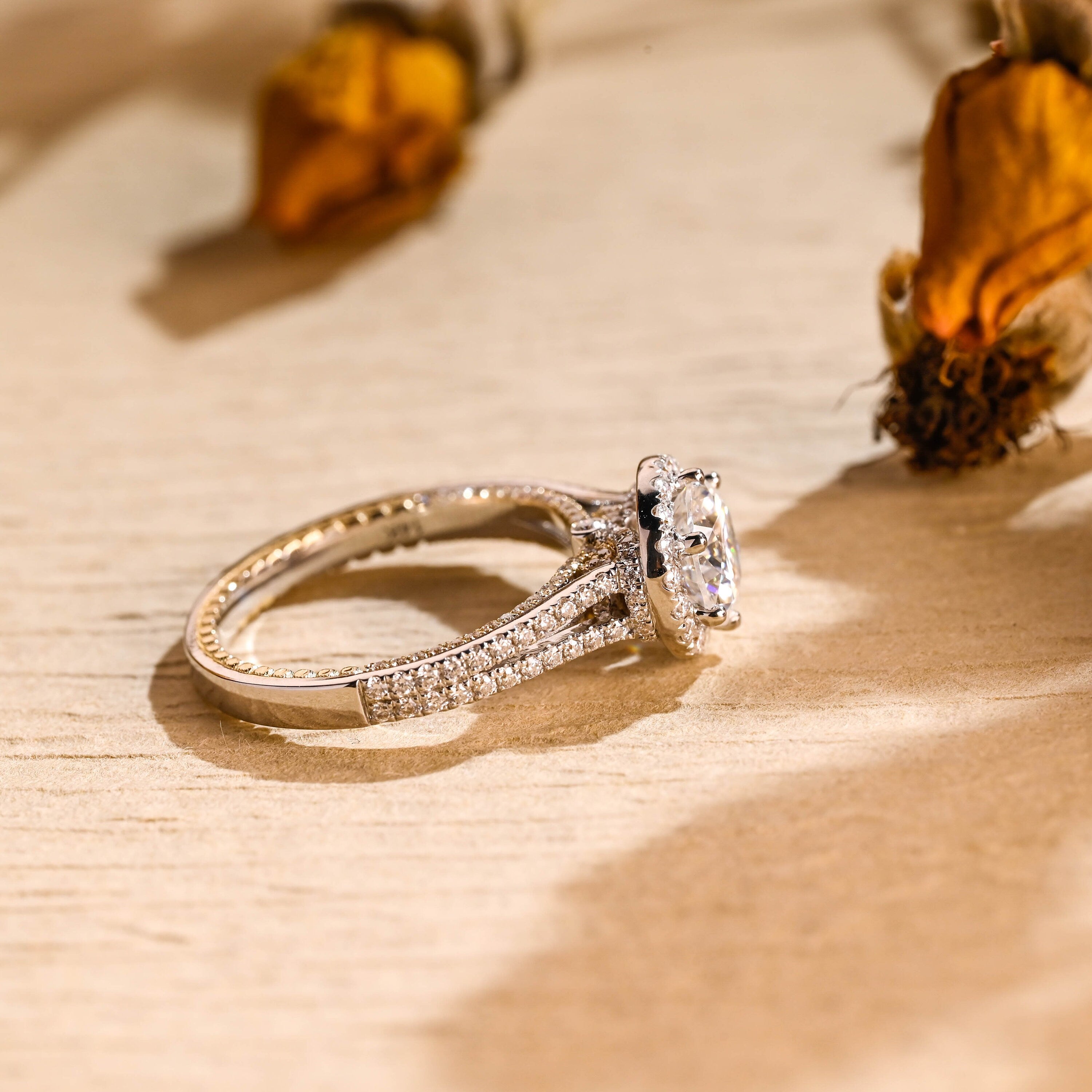 Round Cut Halo Engagement Ring