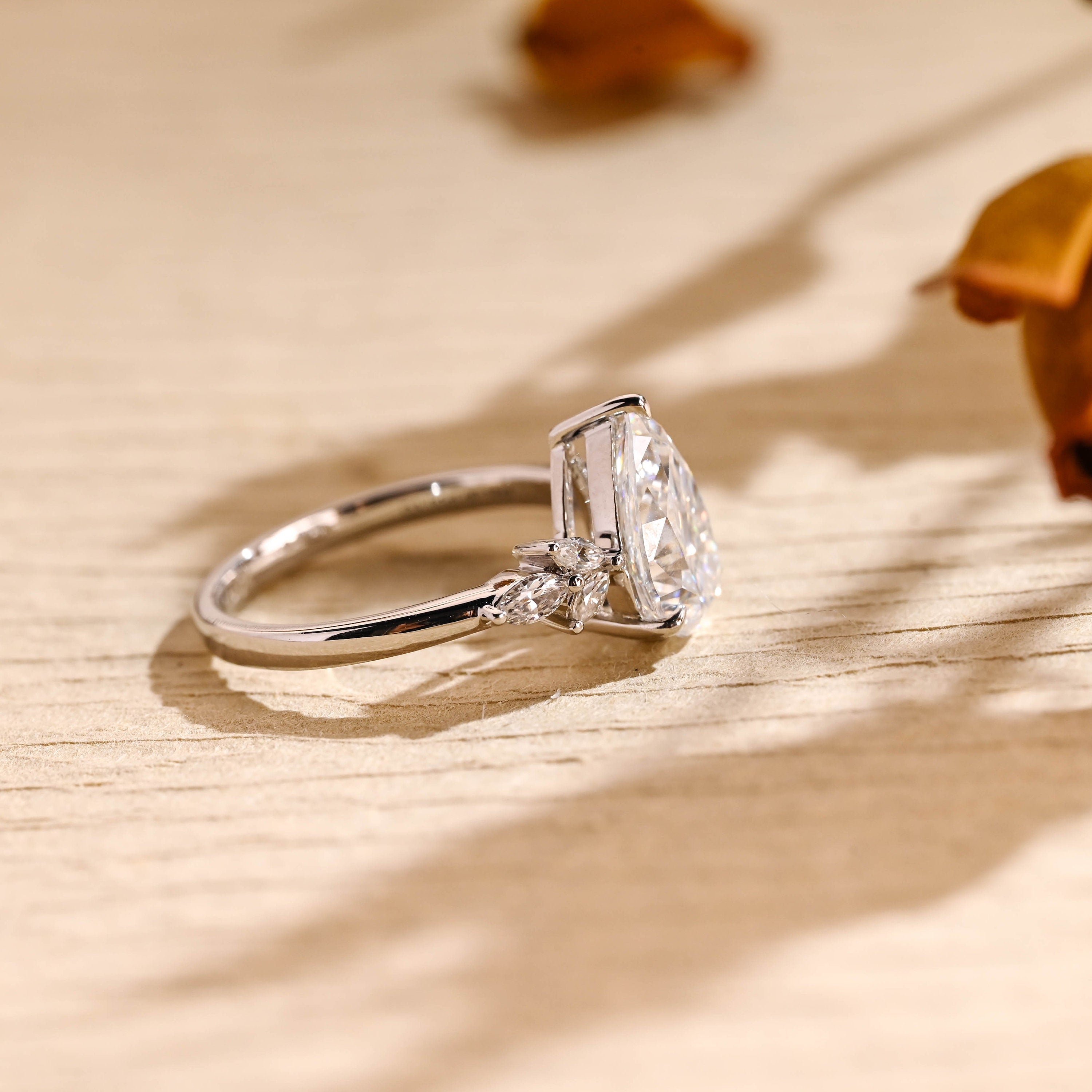 bridal pear cluster moissanite ring USA