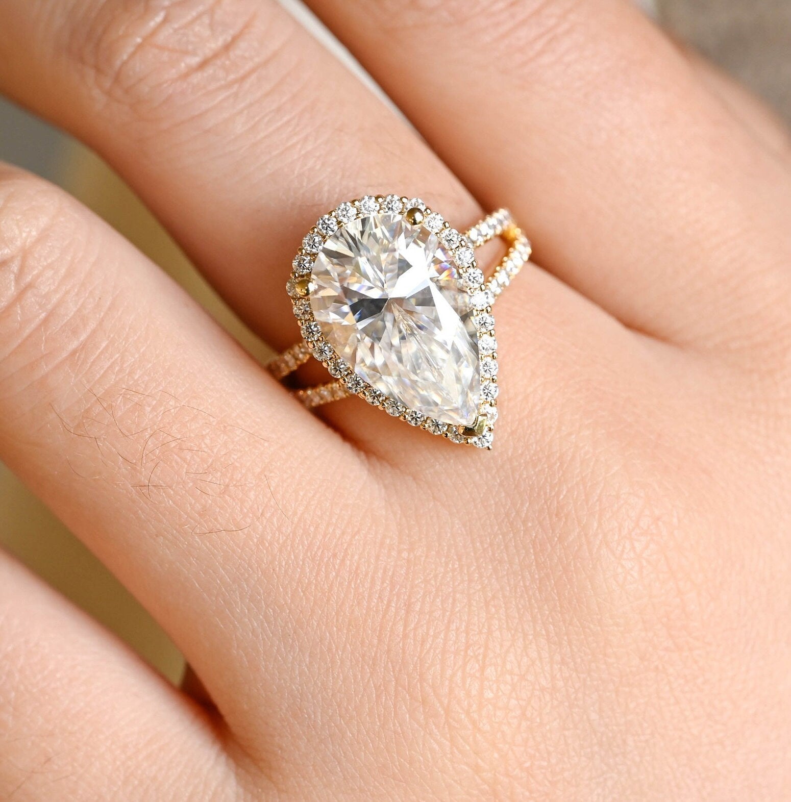 fine jewelry pear halo engagement ring USA