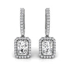 Radiant Cut Halo Diamond Moissanite Hoop Earrings for Her