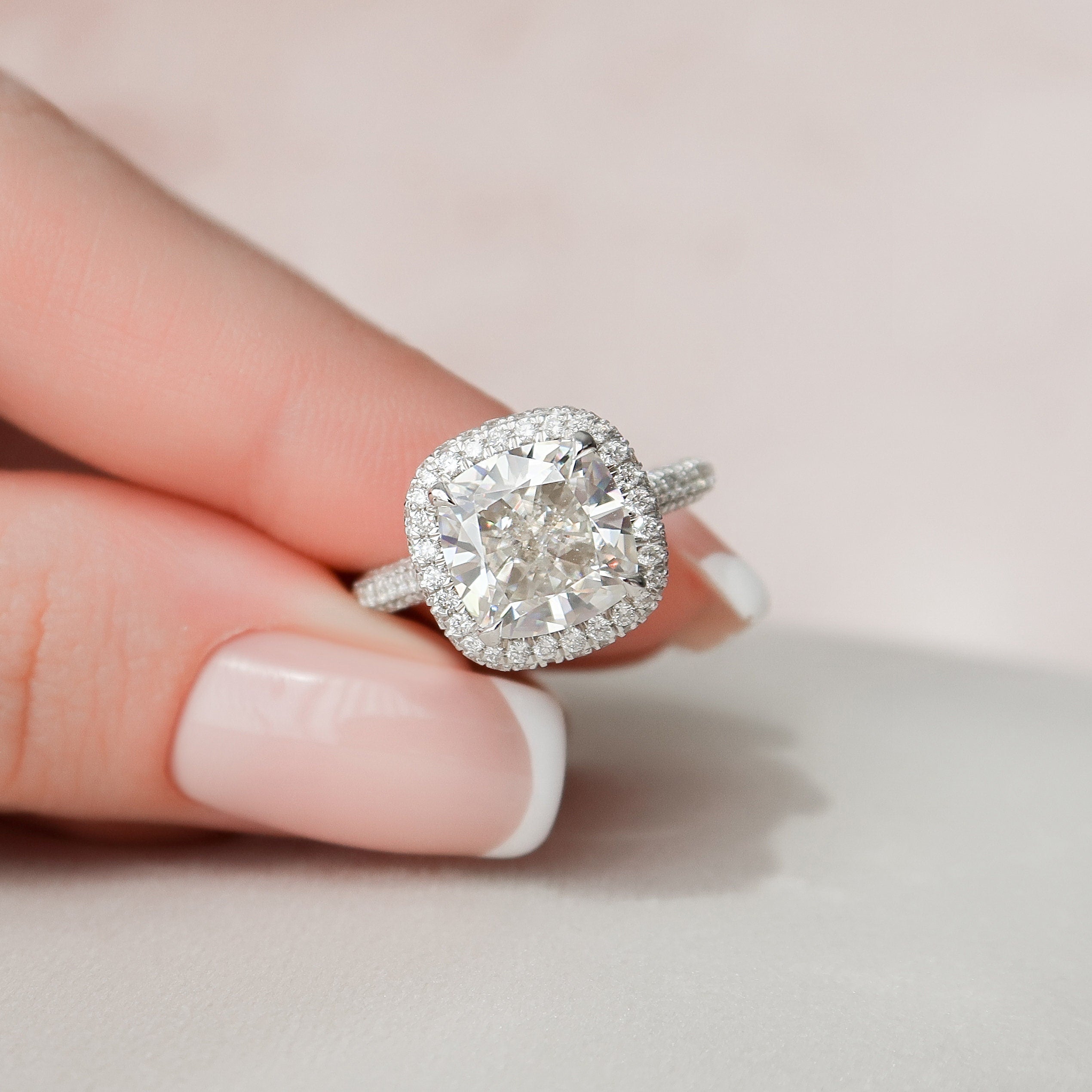 Cushion Cut Moissanite Ring