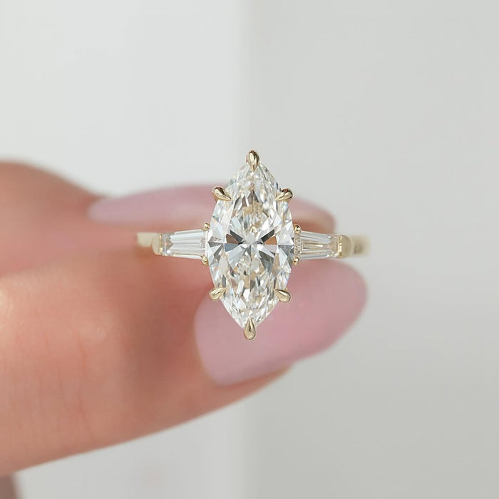 2.0CT Marquise Diamond Three Stone Lab Grown Engagement Ring