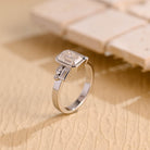 Elegant Emerald Cut Bezel Cluster Moissanite Engagement Ring