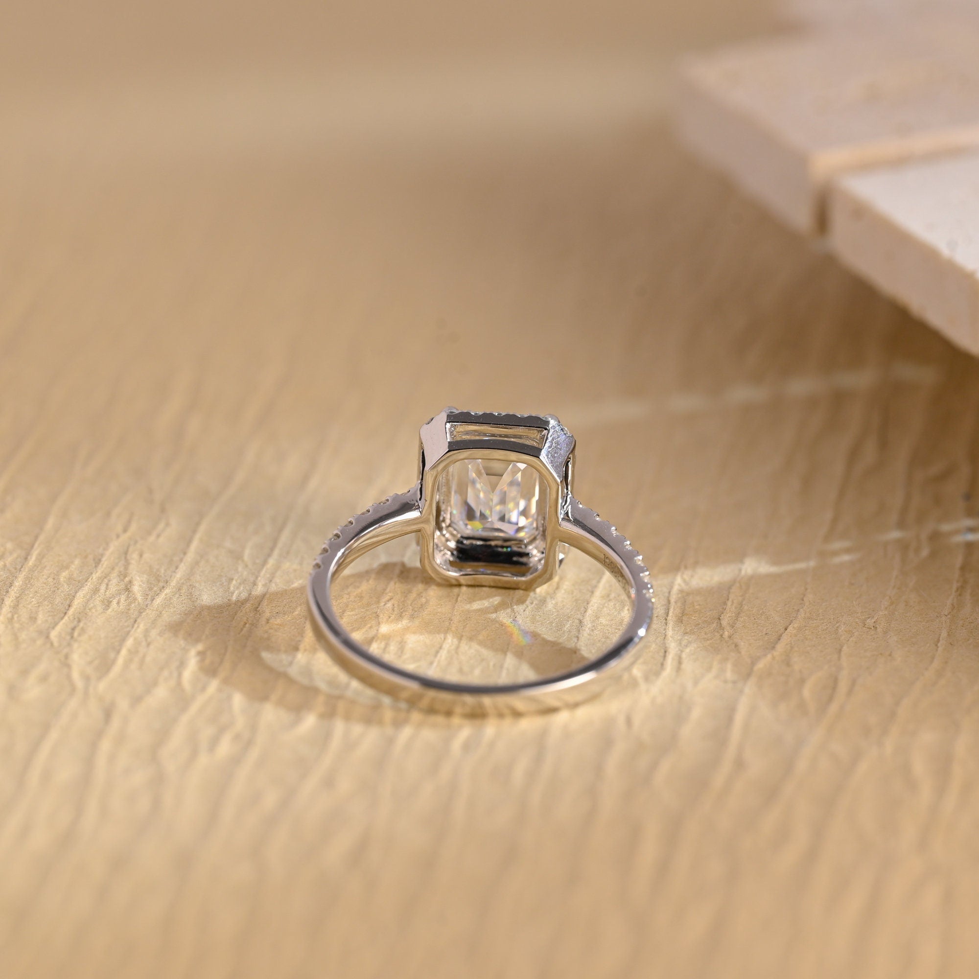 White Gold Halo Moissanite Ring