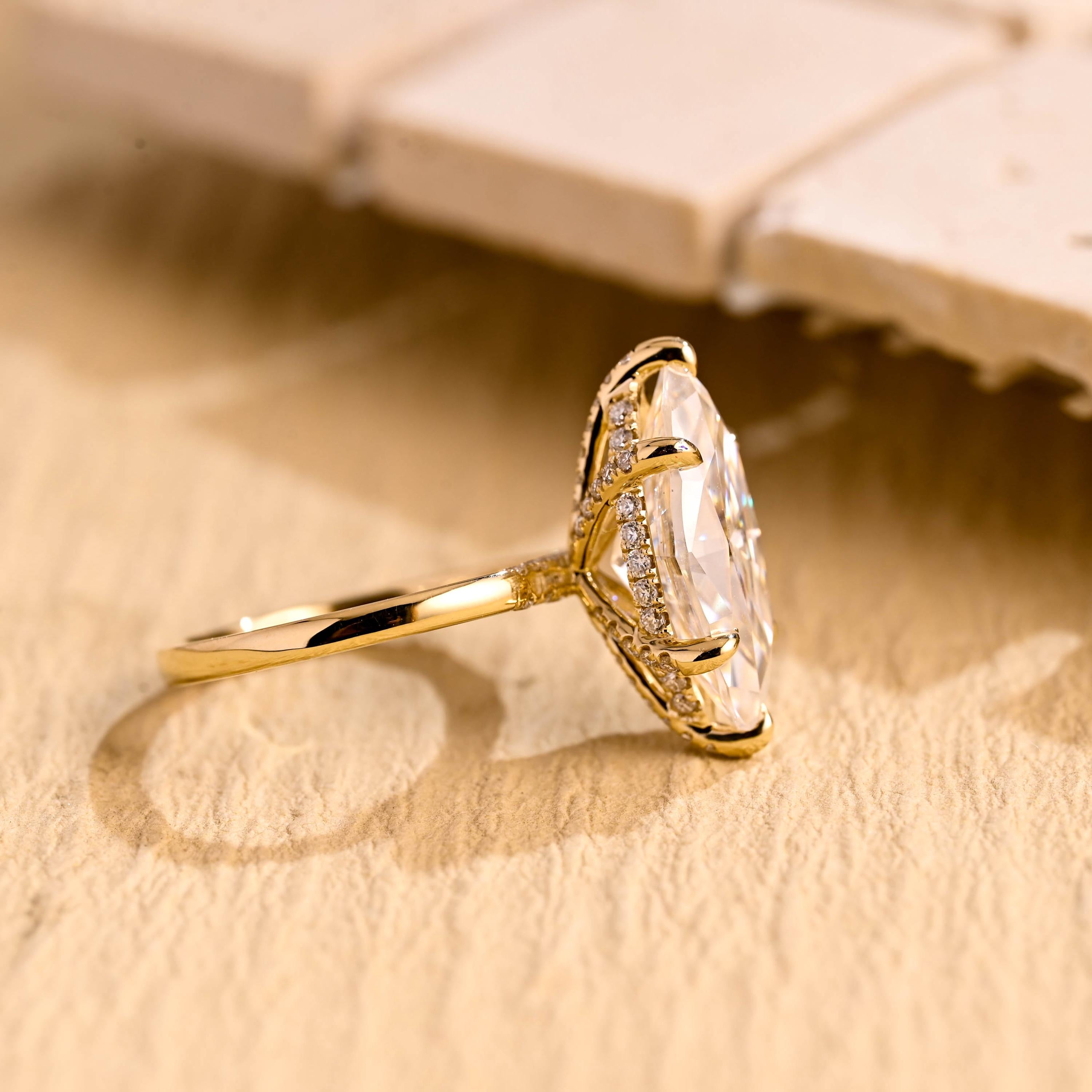 Moissanite Hidden Halo Engagement Ring