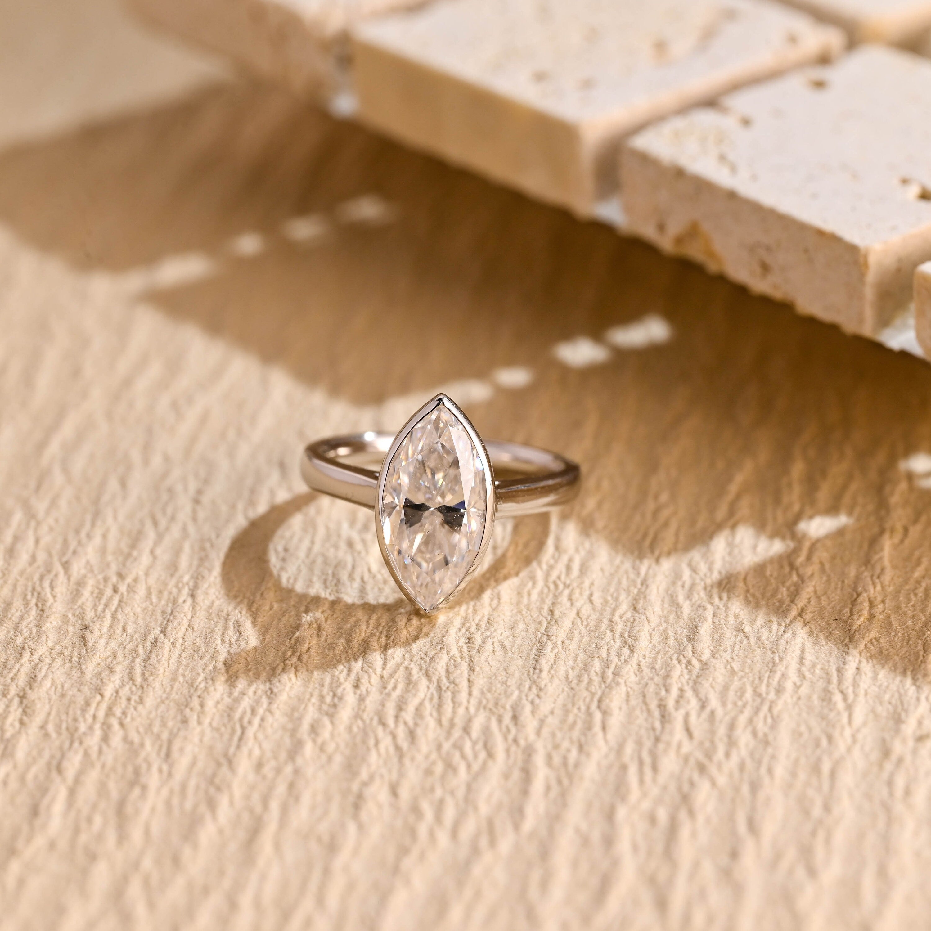1 Carat Marquise Moissanite Ring