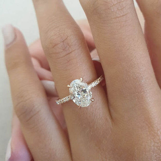 Hidden Halo Oval Engagement Ring