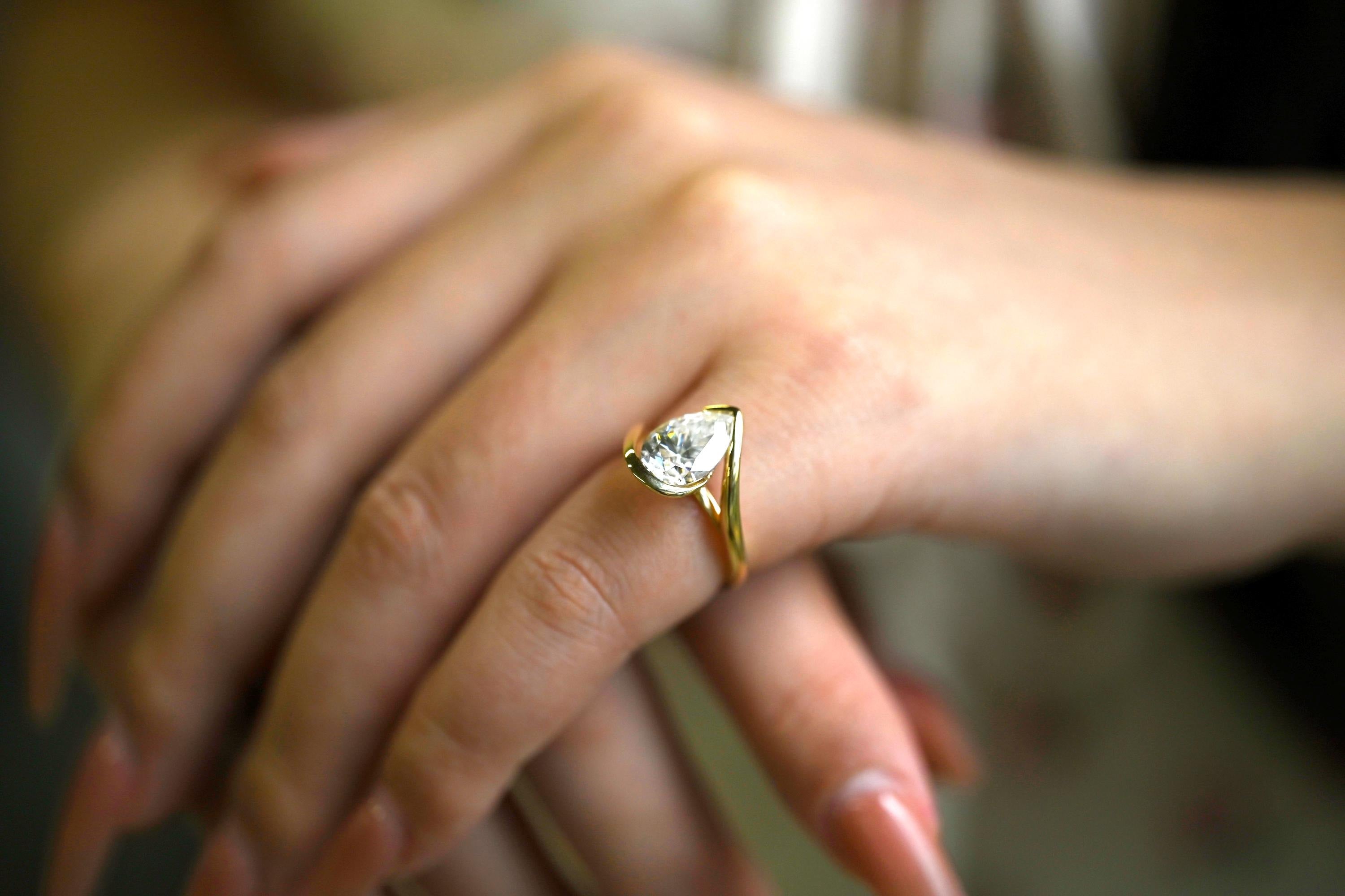 White Gold Pear Moissanite Ring