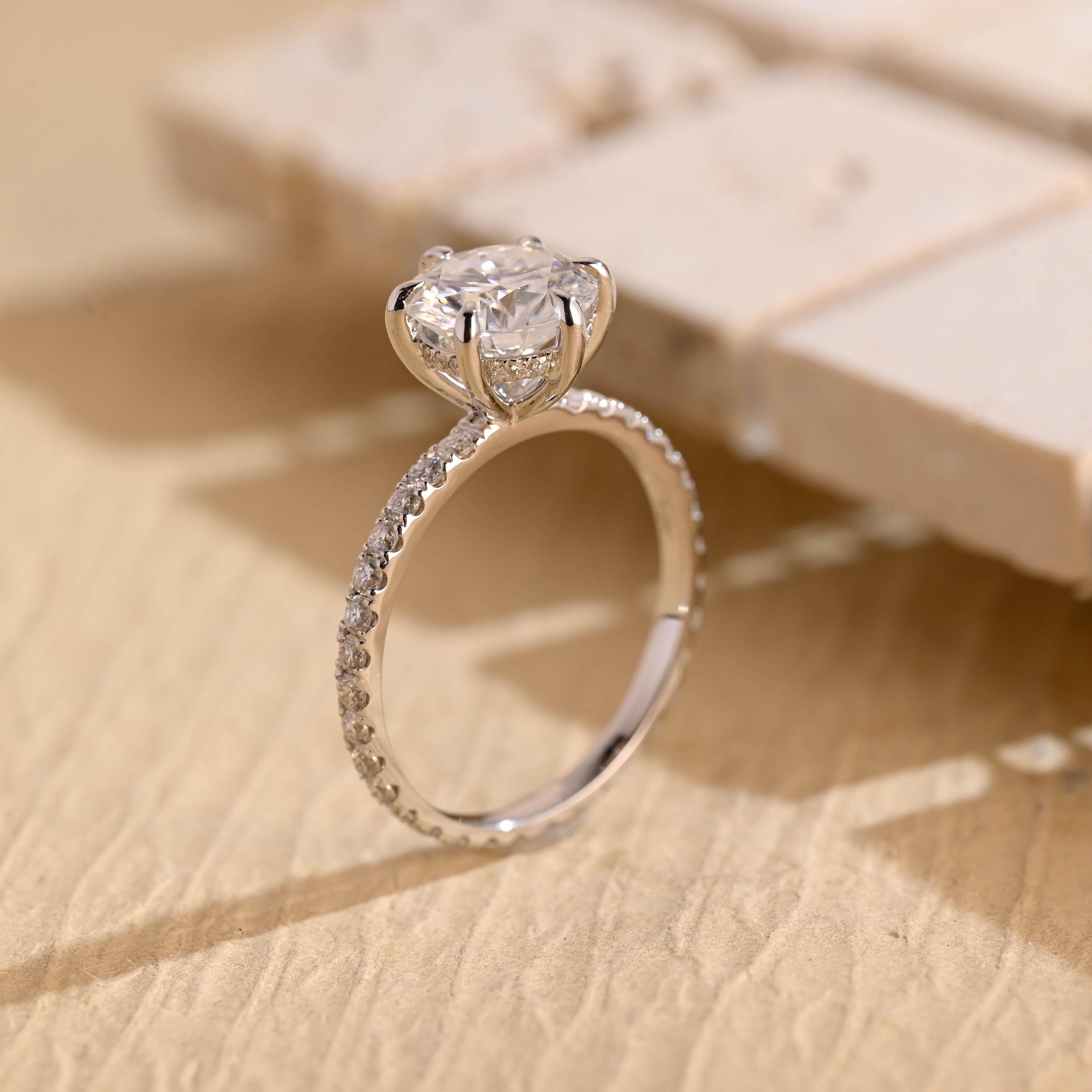 Custom Round Moissanite Engagement Ring