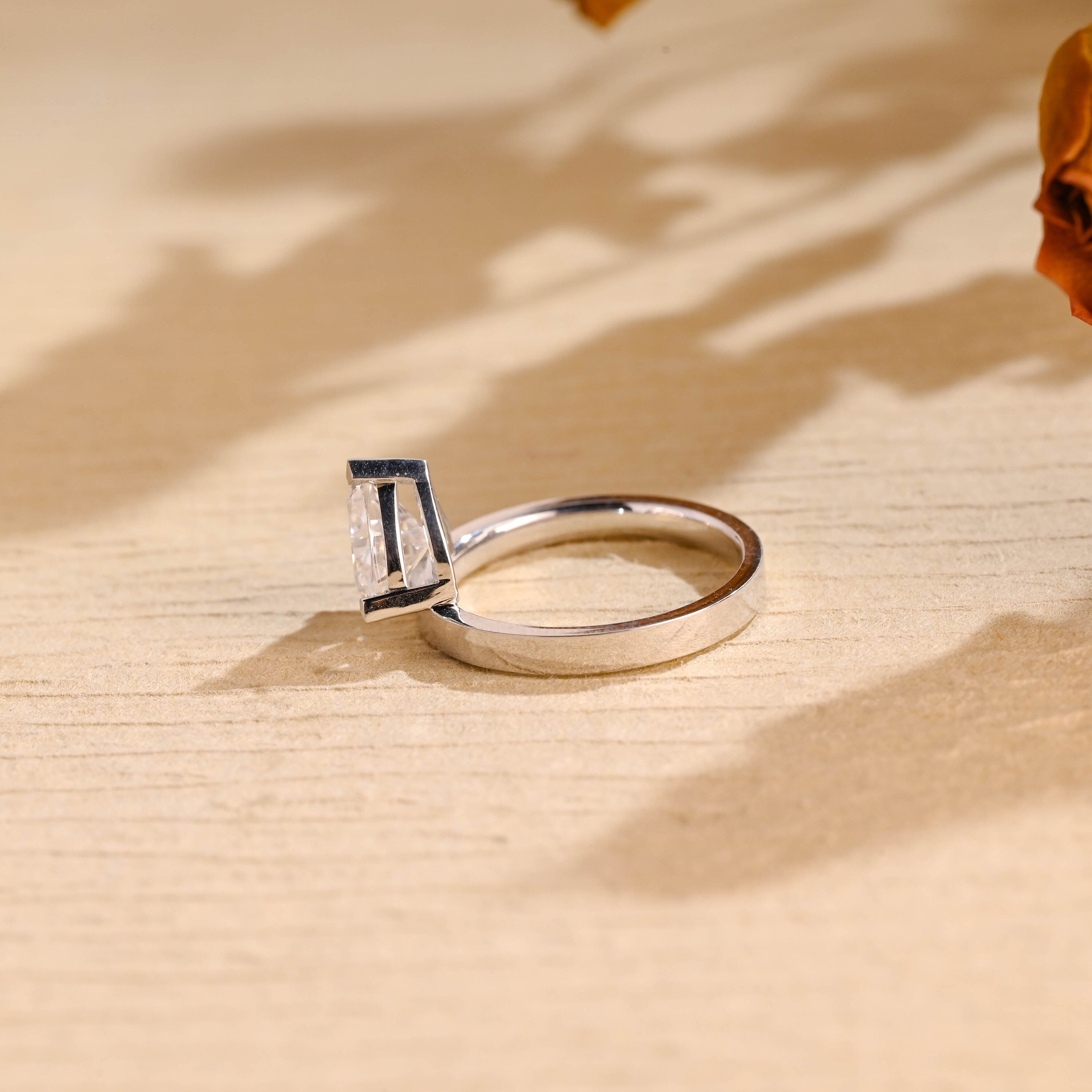 1 Carat Trillion Cut Solitaire Moissanite Engagement Ring