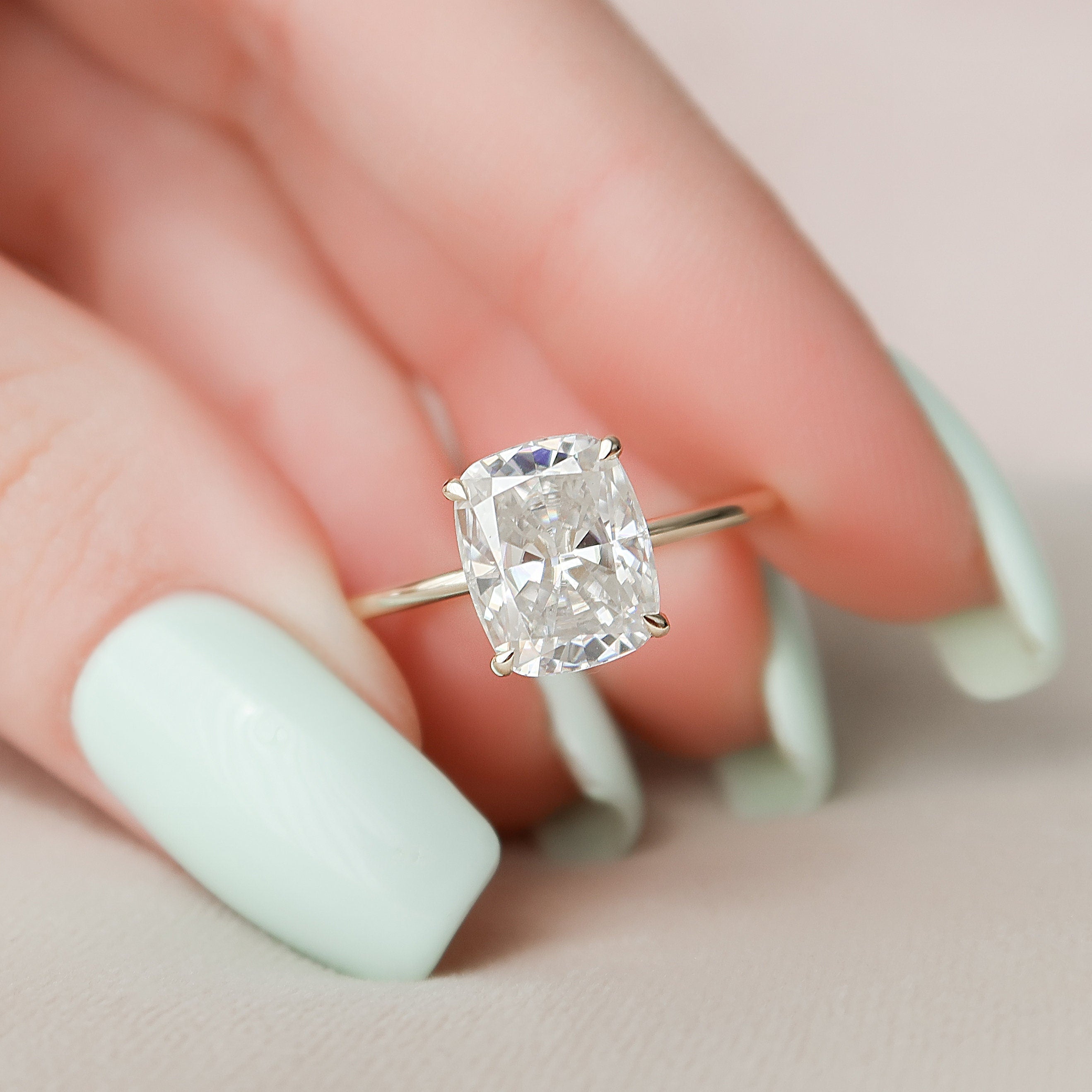 Cushion Moissanite Diamond Ring