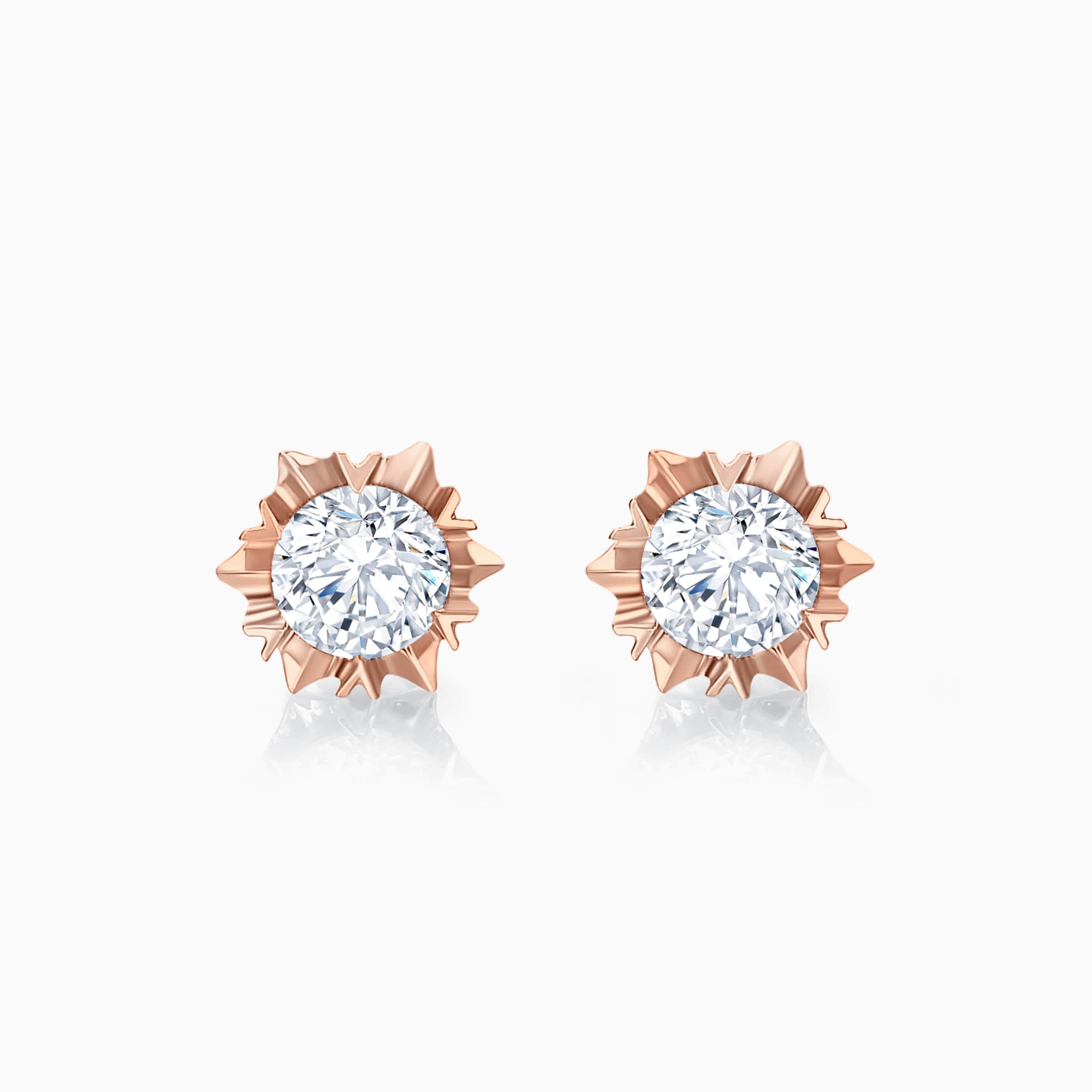 Round Cut Moissanite Diamond Snowflake Stud Earrings