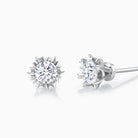 Round Cut Moissanite Diamond Snowflake Stud Earrings