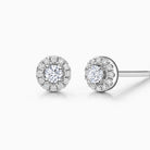 Round Cut Moissanite Halo Diamond Stud Earrings for Her