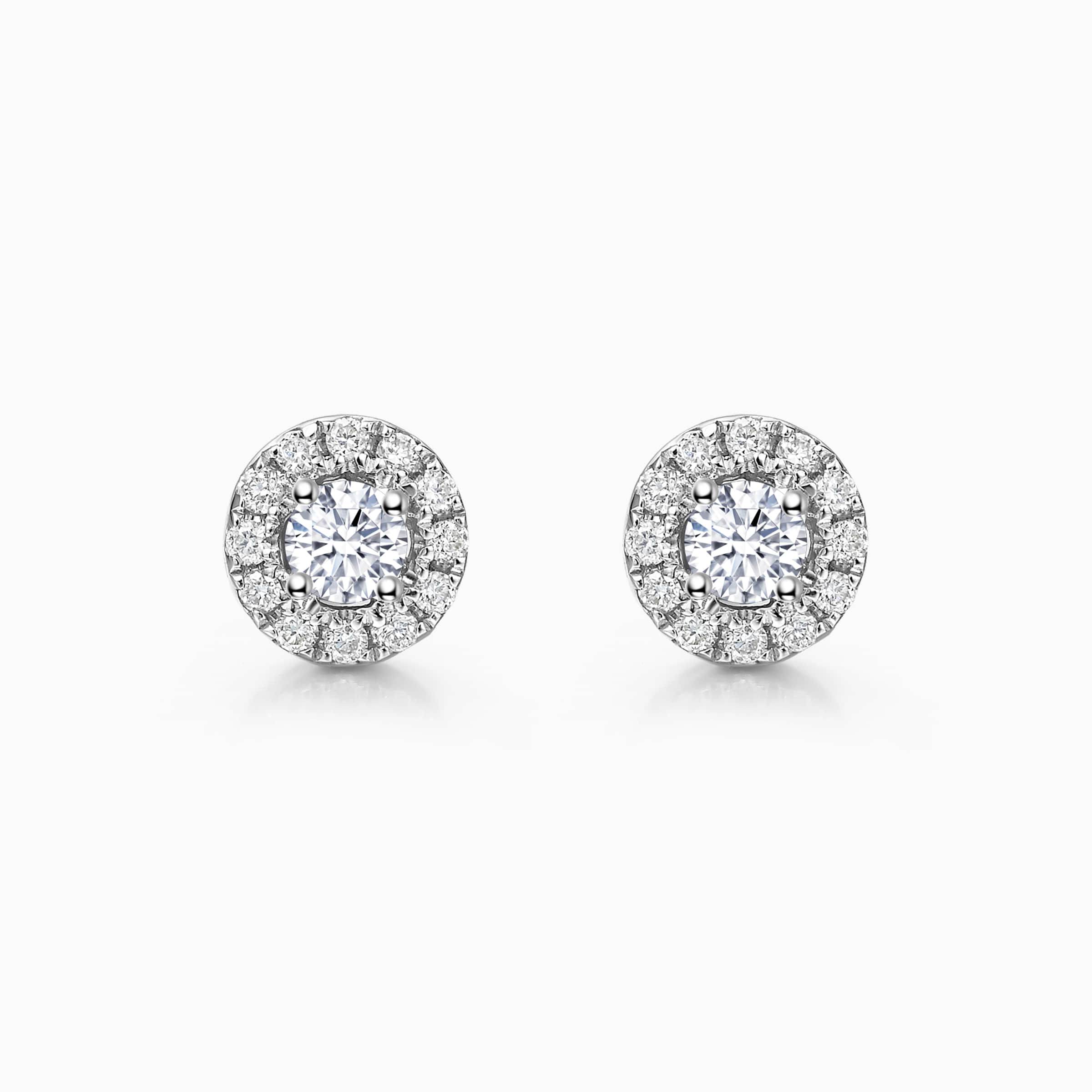 Round Cut Moissanite Halo Diamond Stud Earrings for Her