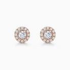 Round Cut Moissanite Halo Diamond Stud Earrings for Her